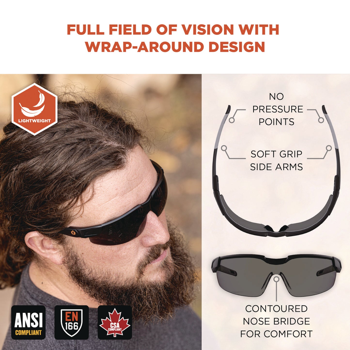 Skullerz DELLENGER Anti-Scratch Anti-Fog Safety Glasses with Adjustable Temples, Matte Black Half Frame, Smoke Single Lens