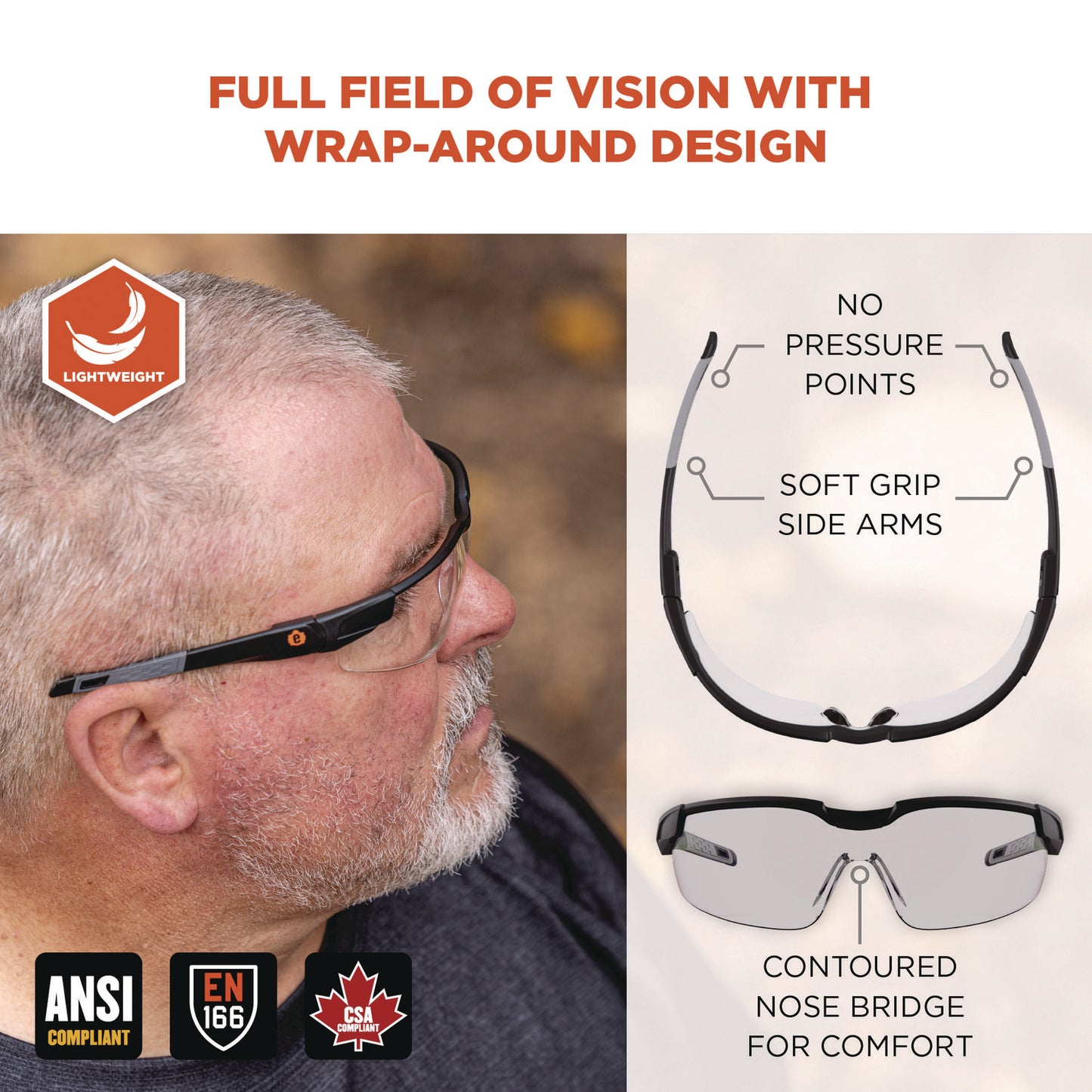 Skullerz DELLENGER Anti-Scratch Anti-Fog Safety Glasses, Adjustable Temples, Matte Black Half Frame, Clear Single I/O Lens