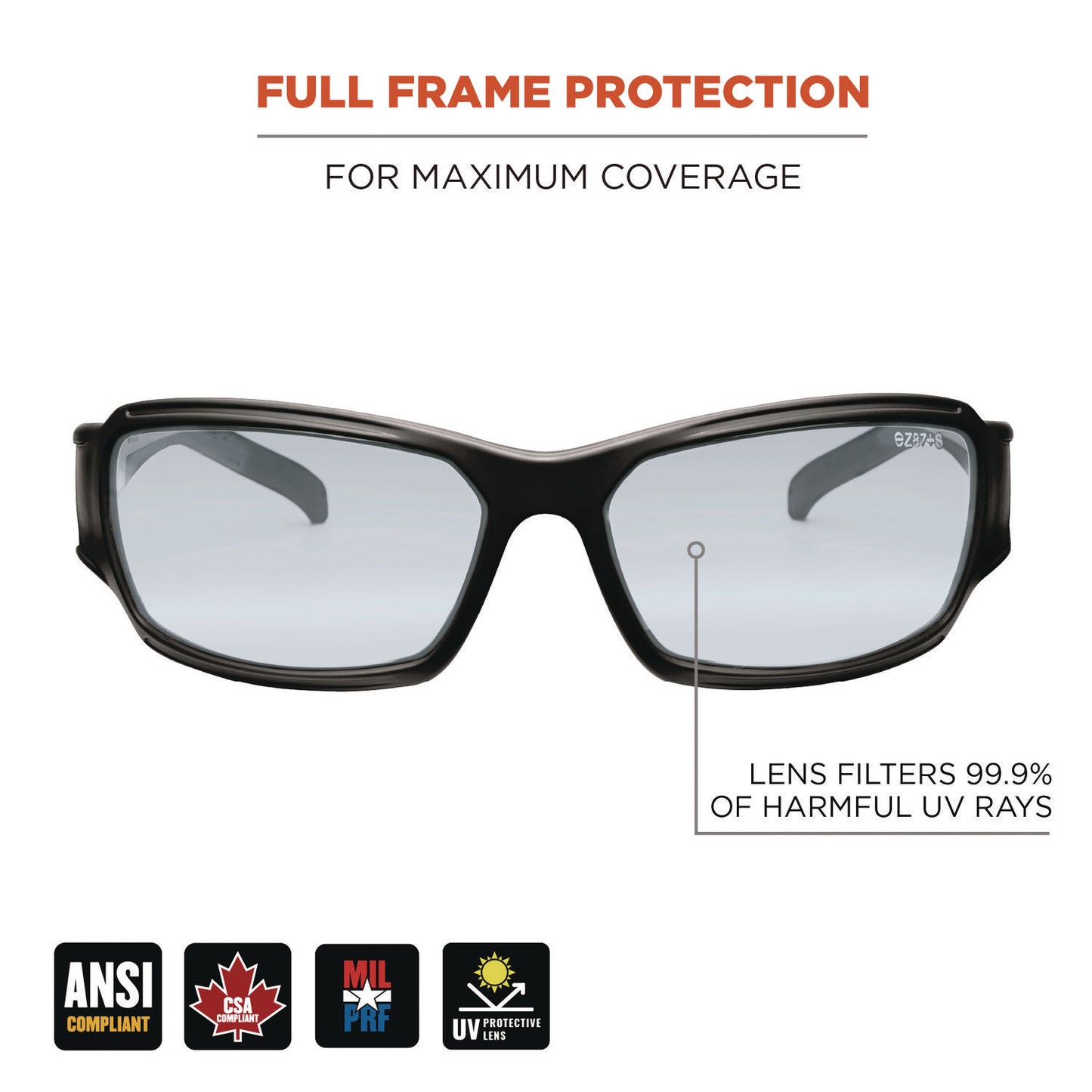 Skullerz THOR Anti-Scratch Enhanced Anti-Fog Safety Glasses, Matte Black Full Frame, Clear Dual I/O Lens