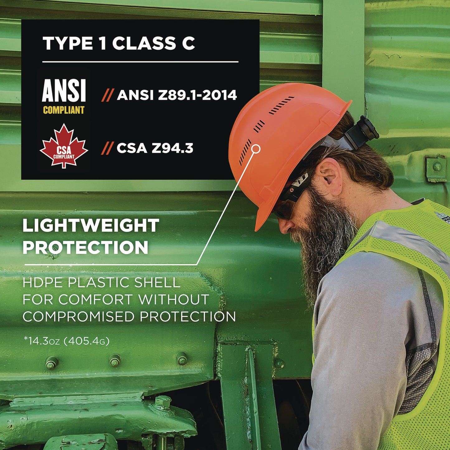 Skullerz 8966 Class C Lightweight Cap-Style Hard Hat with Adjustable Venting, 6-Point Ratchet, One Size Fits Most, Orange