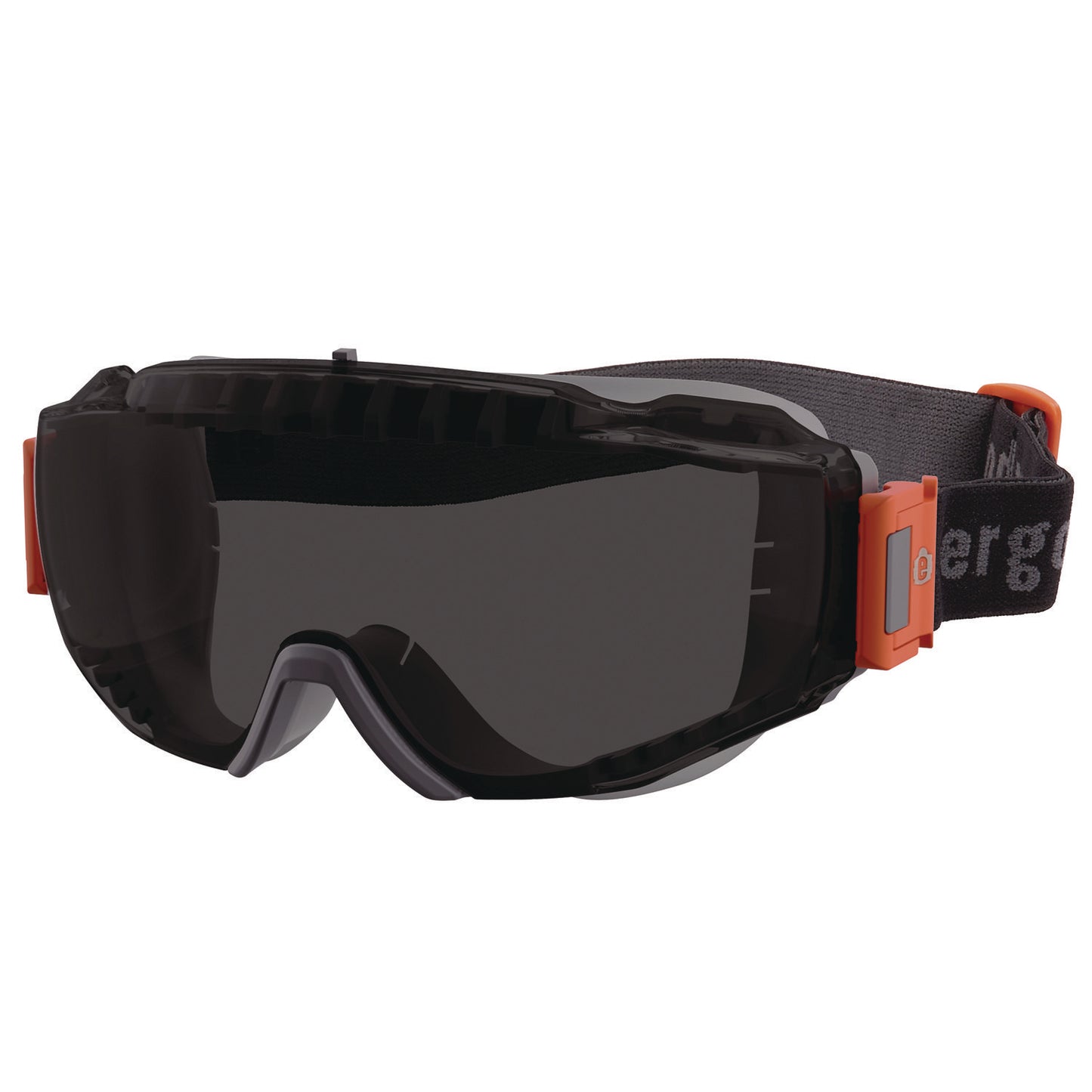 Skullerz MODI OTG Anti-Scratch and Enhanced Anti-Fog Safety Goggles with Elastic Strap, Smoke Lens, Gray/Clear Frame