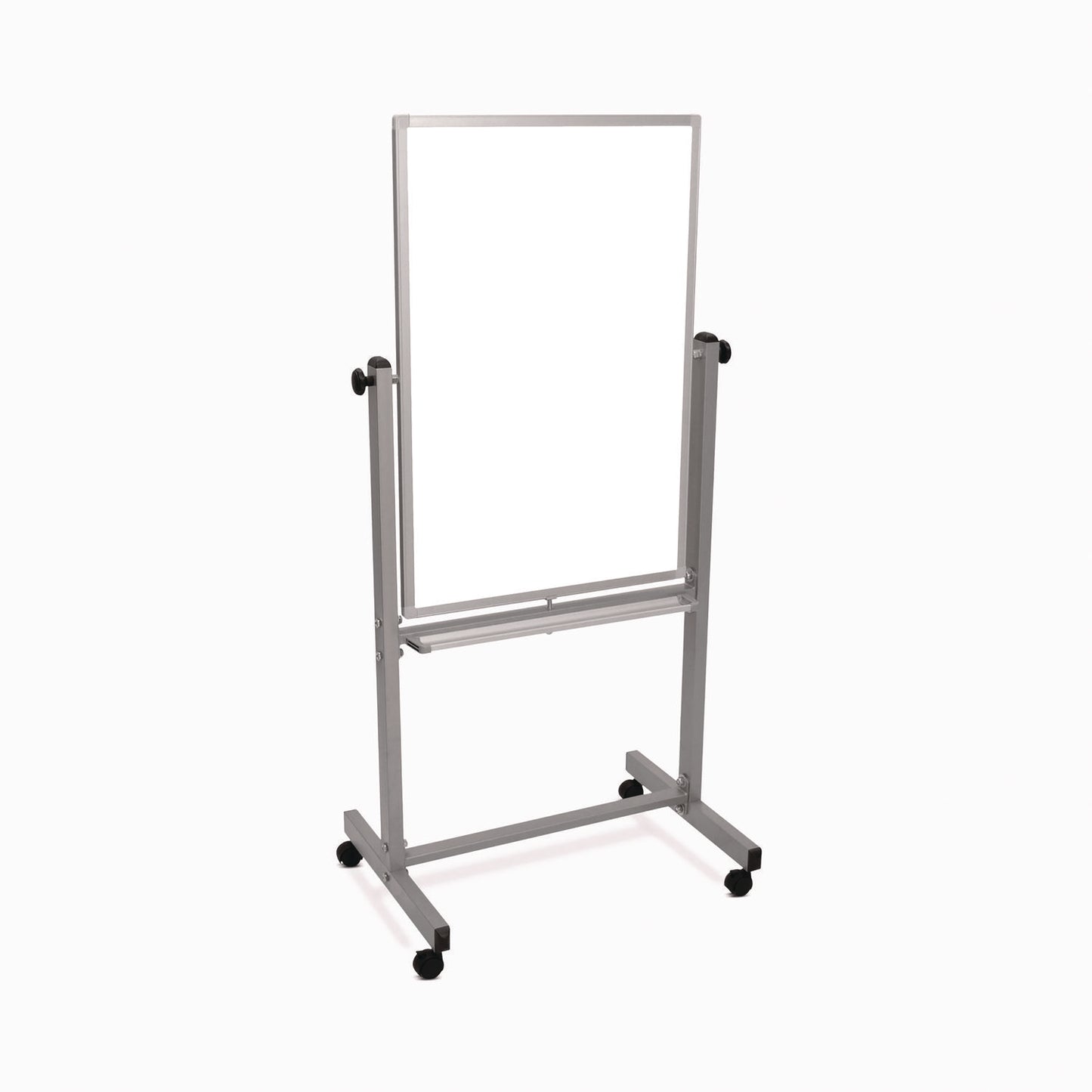 Mobile Magnetic Whiteboard, 24" x 36", White Surface, Satin Aluminum Frame