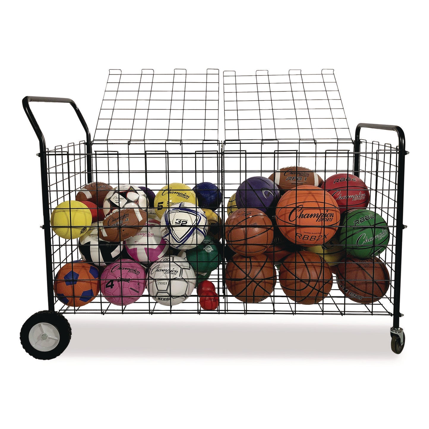 Double-Sided Lockable Ball Locker, Metal, 176 lb Capacity, 24 x 59 x 37, Black