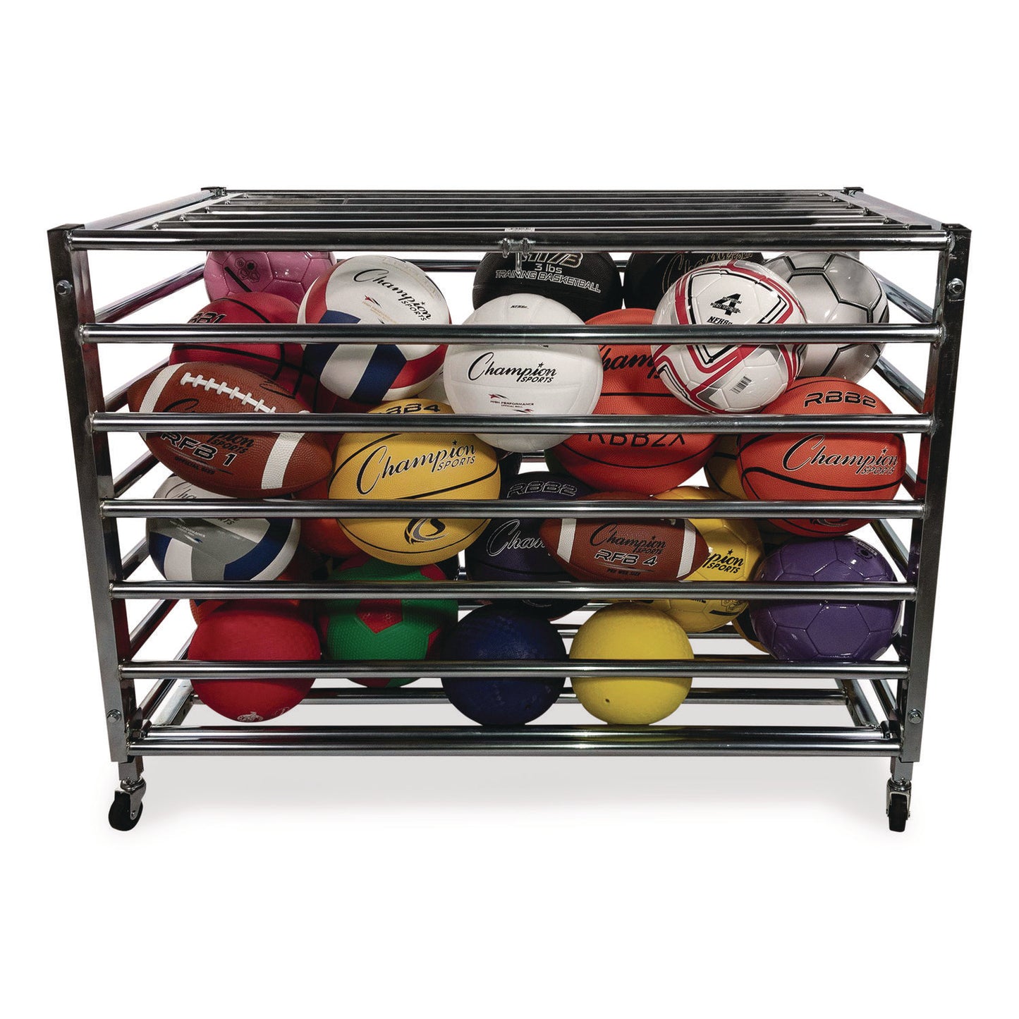Heavy Duty Lockable Ball Locker, Metal, 132 lb Capacity, 24 x 42 x 30, High-Polish Black