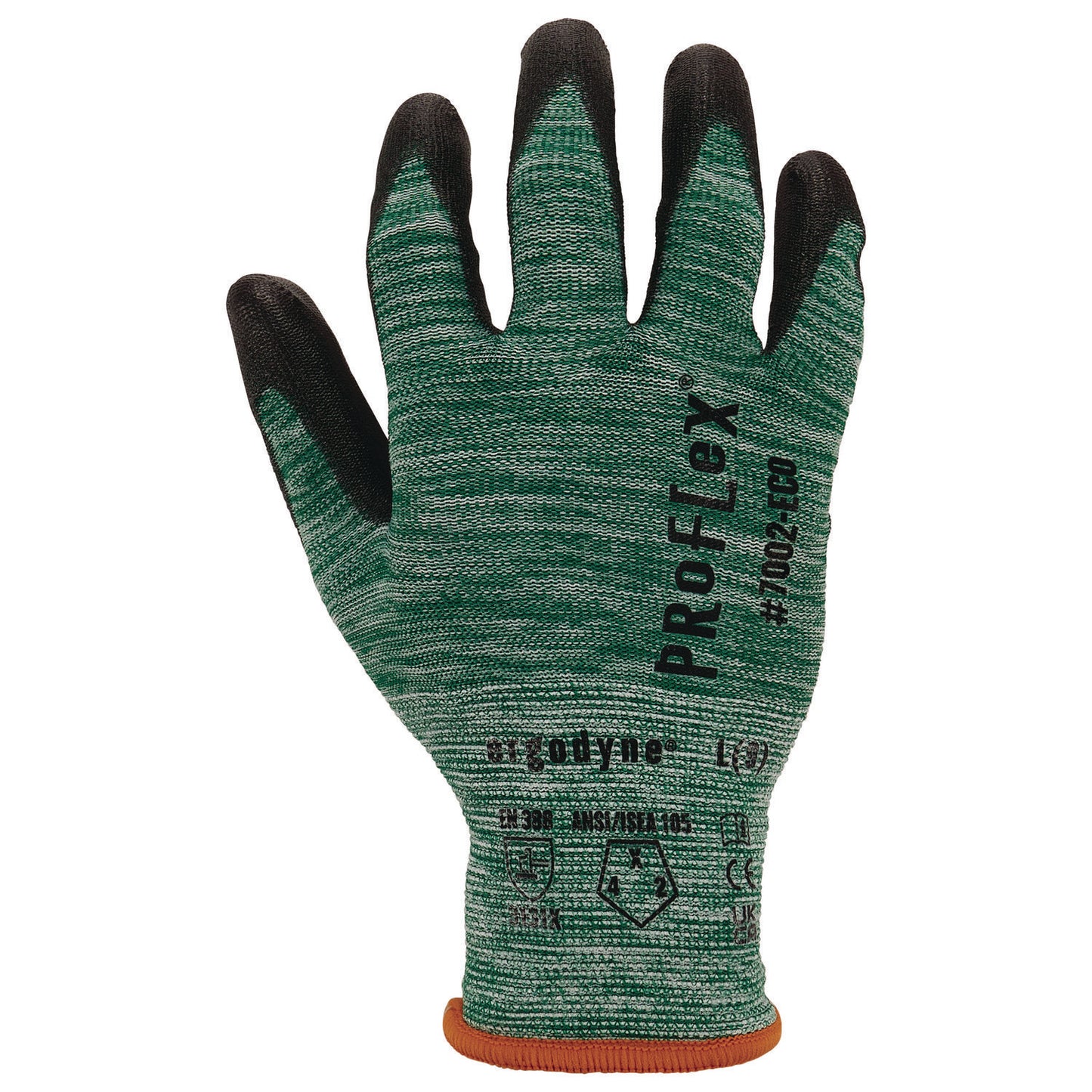 ProFlex 7002-ECO Recycled PU Coated Gloves, EN388: 3131, 8.5" Long, XX-Large, Green, Pair