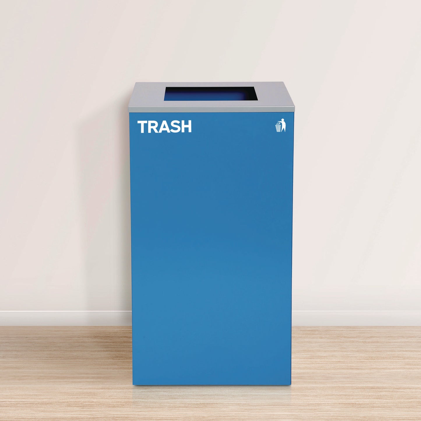 29 Gallon Trash/Recycling Cans, Steel, Blue Trash Can with Square Lid