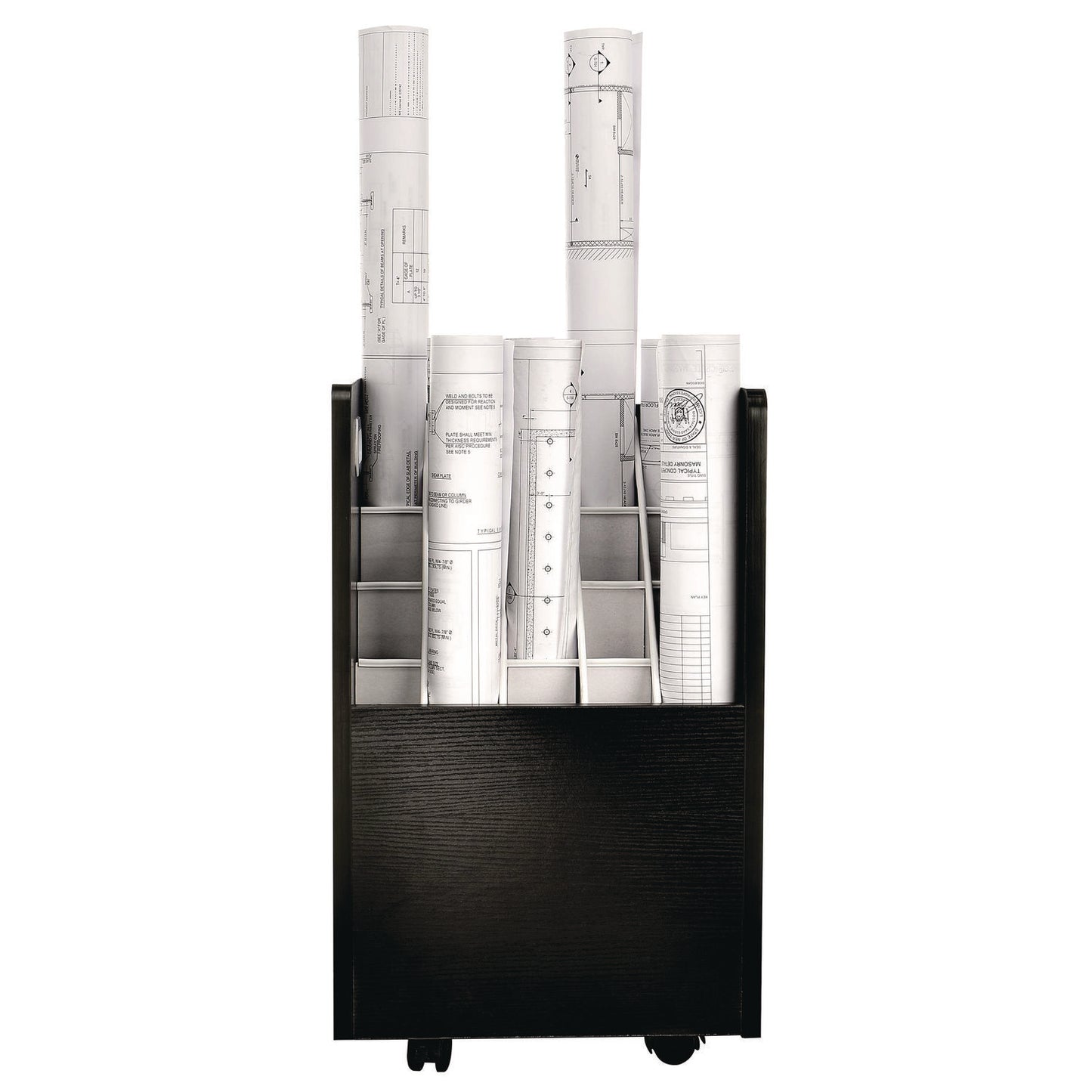 20-Slot Mobile Rolling Wood Blueprint Storage Cabinet Roll File Large Document Organizer, 15.25 x 13.25 x 24.75, Black