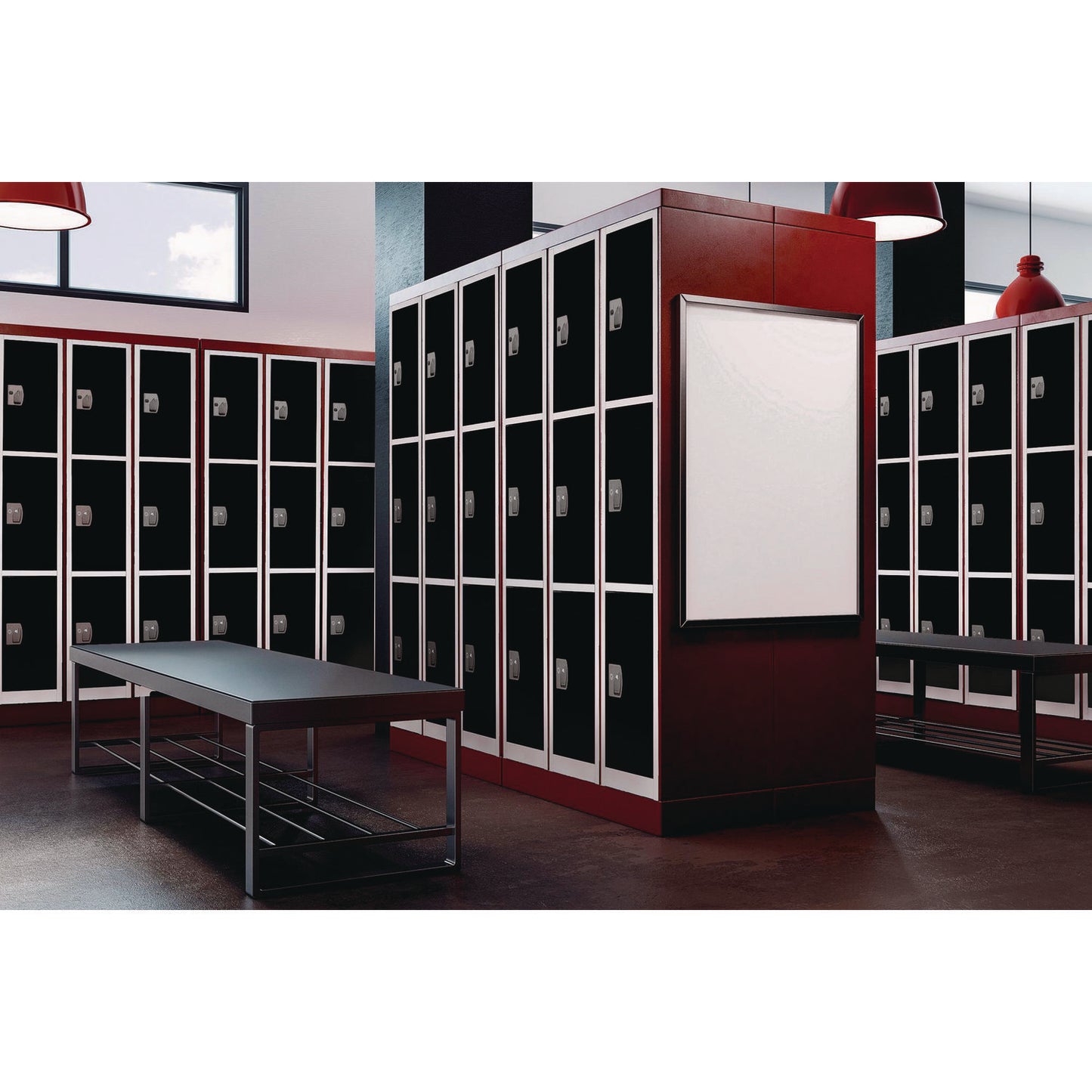 Steel Storage Locker, 3 Compartment, 12 x 12 x 72, Black