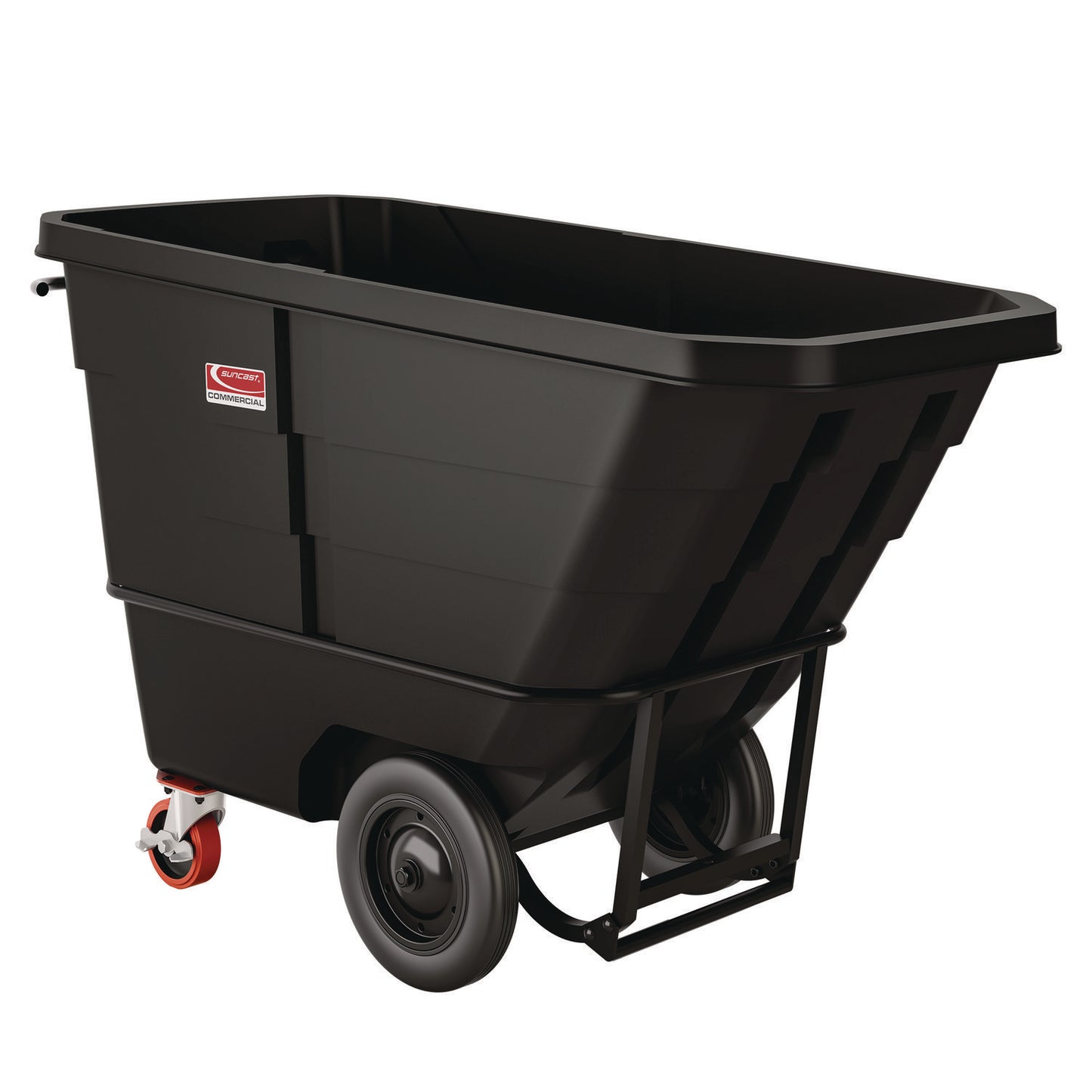 1 cu yd Heavy Duty Tilt Truck, Forkliftable Frame, 2,200 lb Capacity, Black/Red