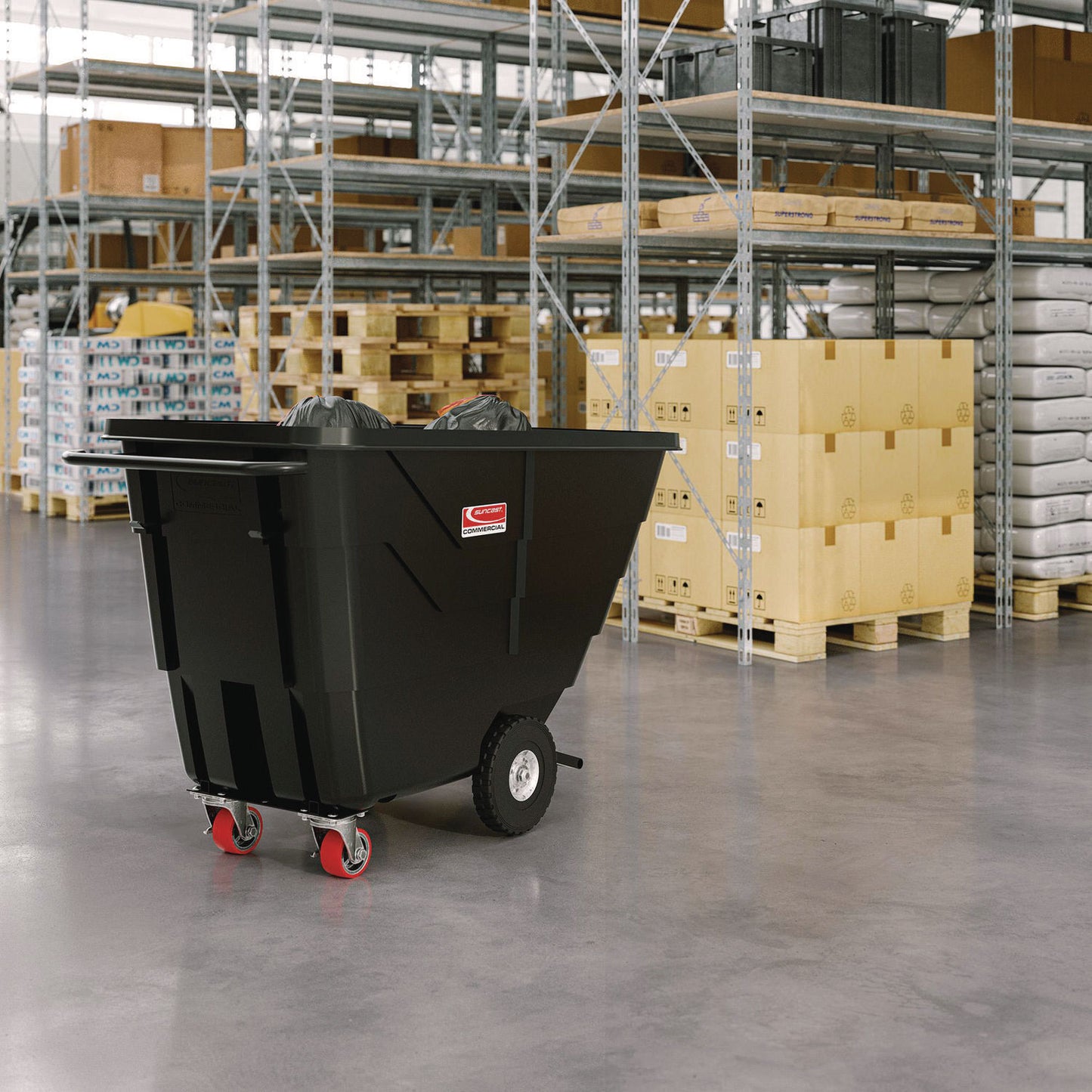 0.5 cu yd Light Duty Tilt Truck, 850 lb Capacity, Black