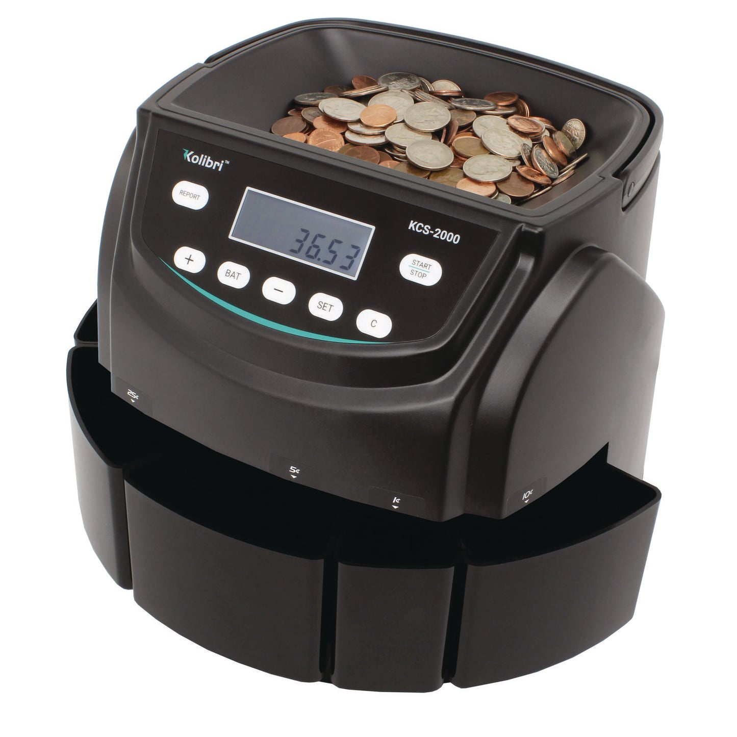 KCS-2000 Coin Sorter, 300 coins/min, 10" x 11.6" x 13.6", Black