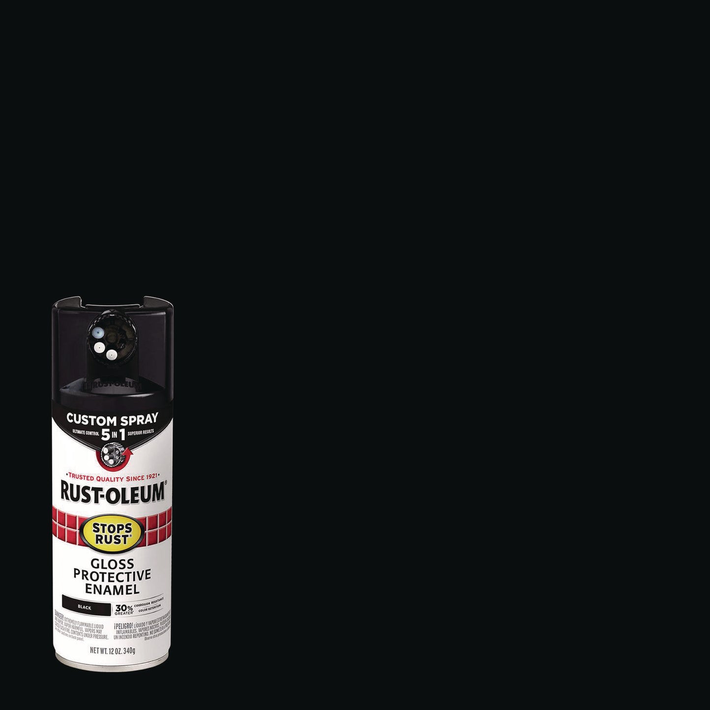 Stops Rust 5-in-1 Spray Paint, Gloss Black, 12 oz Aerosol Can