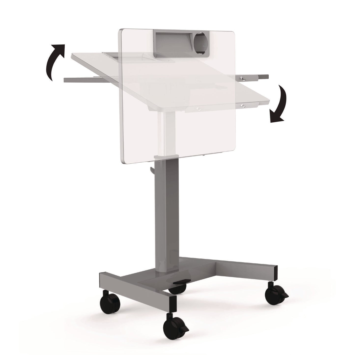 Pneumatic Adjustable Height Flip Top Student Desk, 27.5 x 19.5 x 26.25 to 42, White/Gray