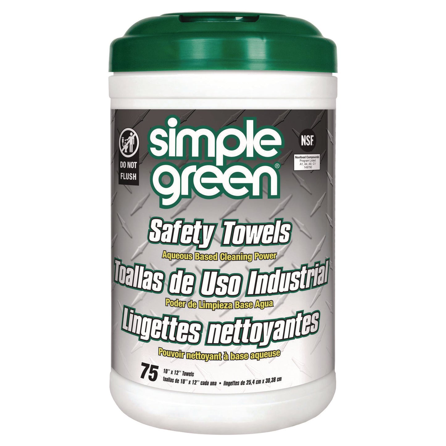 Safety Towels, 1-Ply, 10 x 12, White, Unscented, 75/Canister