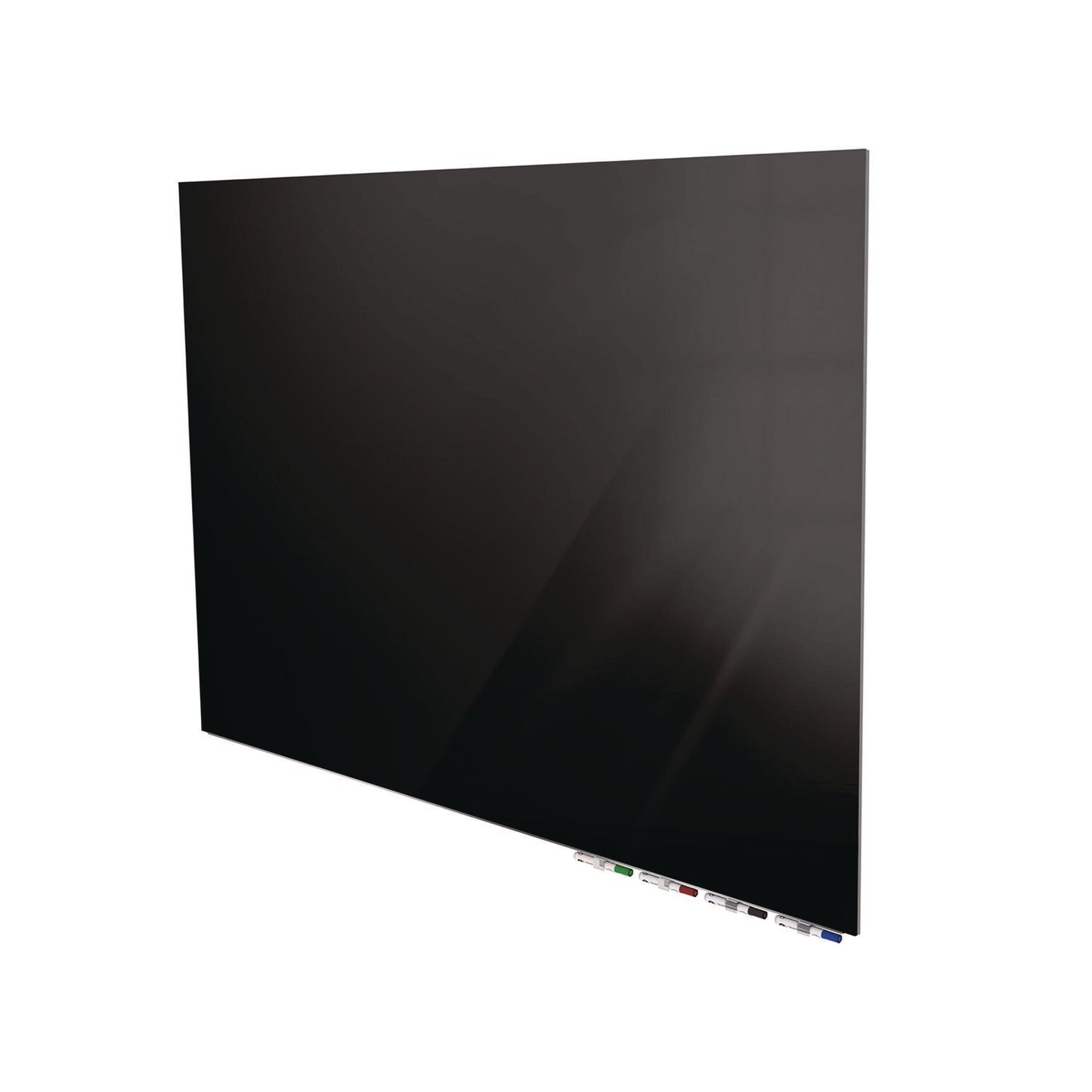 Aria Low-Profile Frameless Magnetic Glassboard, 96" x 48", Black Surface