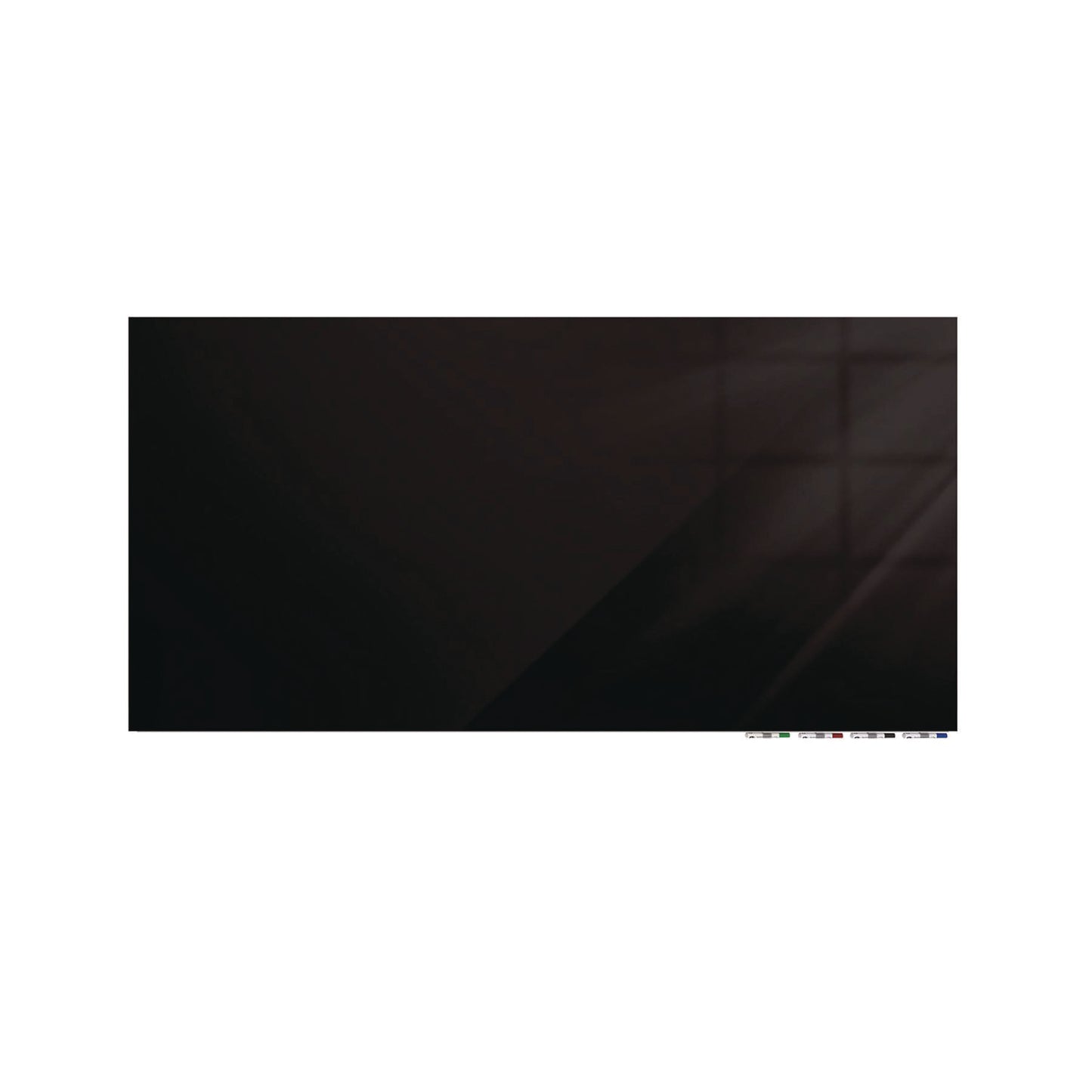 Aria Low-Profile Frameless Magnetic Glassboard, 96" x 48", Black Surface