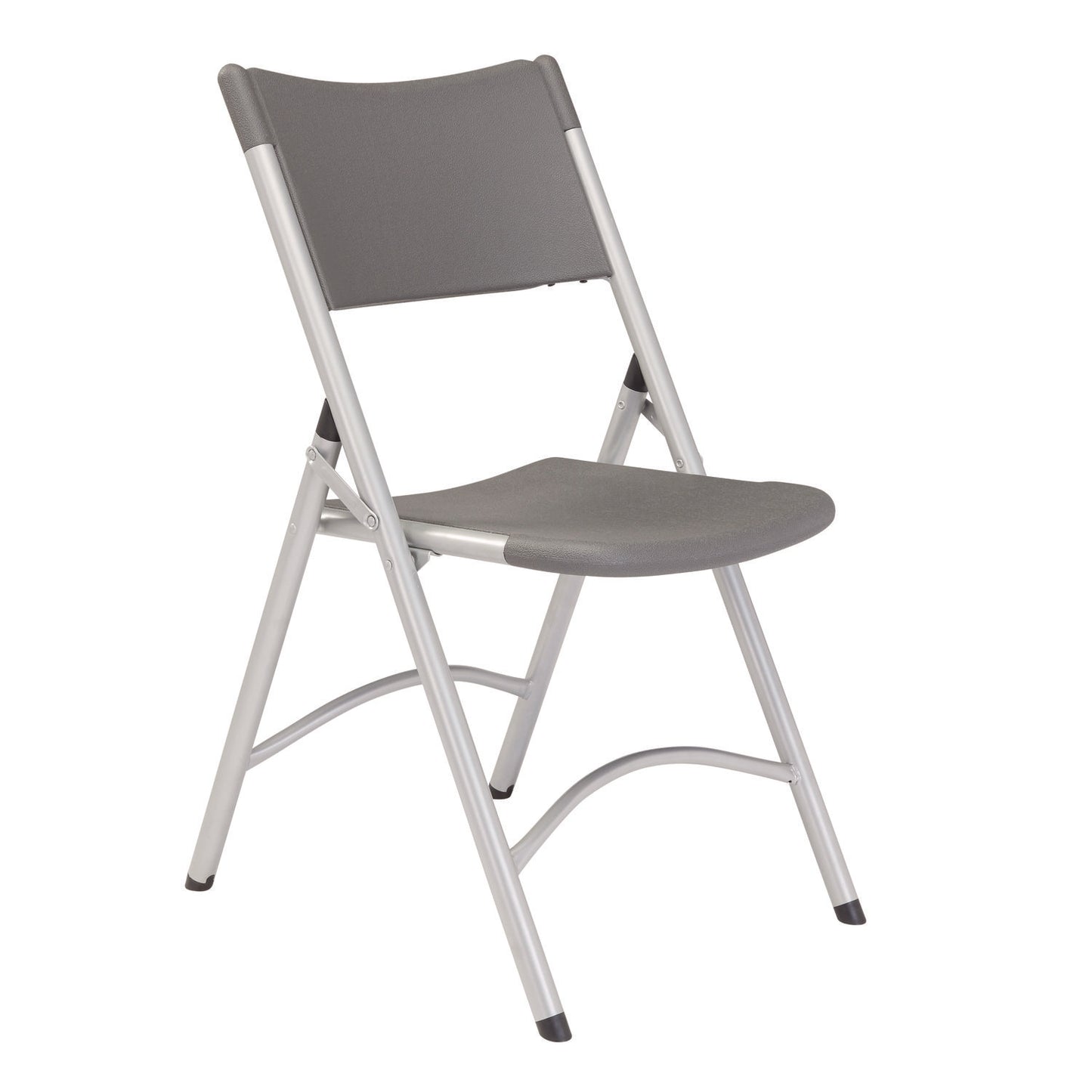 600 Series Heavy Duty Plastic Folding Chair, Supports Up to 500 lb, 18" Seat Height, Gray Seat/Back, Silver Base, 4/Carton