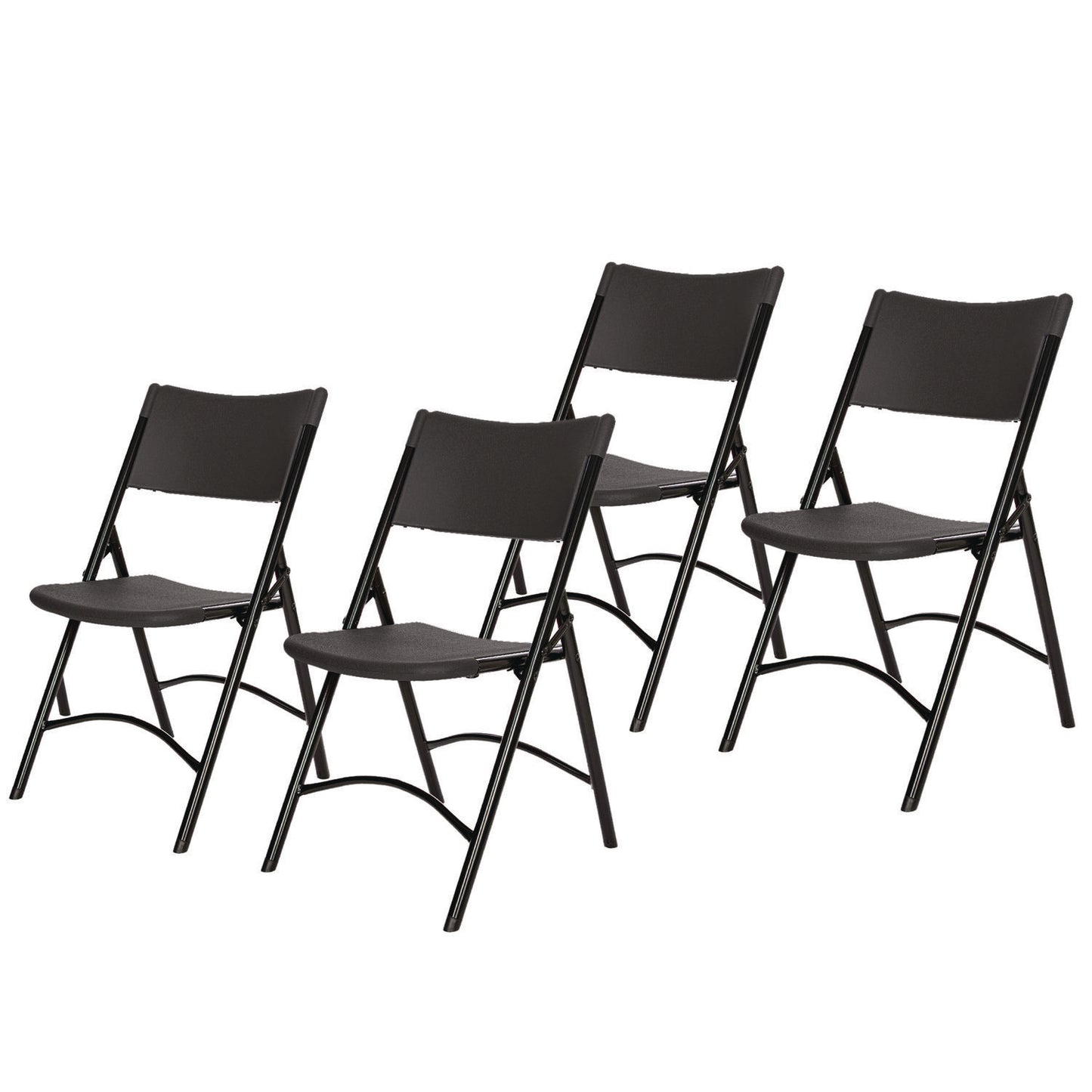 600 Series Heavy Duty Plastic Folding Chair, Supports Up to 500 lb, 18" Seat Height, Black Seat/Back/Base, 4/Carton