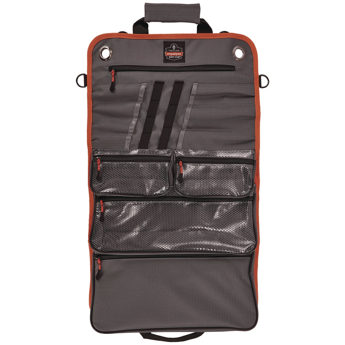 Arsenal 5874 Roll Up Tool Bag with Zipper Pockets, 5 Zippered Pockets, 7 Tool Slots, 1 x 27 x 16, Polyester, Gray