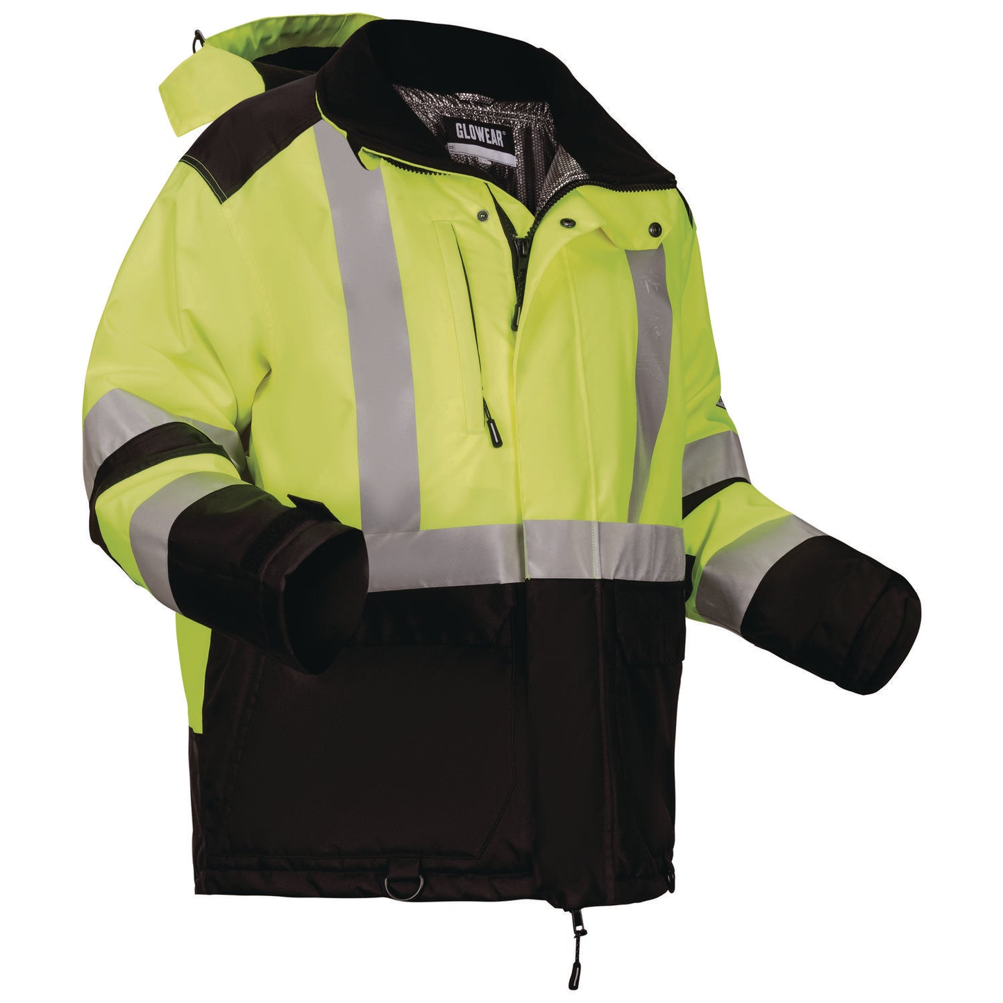 GloWear Class 3 Hi-Vis Winter Jacket with AmpliFIRE Heat Reflective Lining, X-Large, Lime