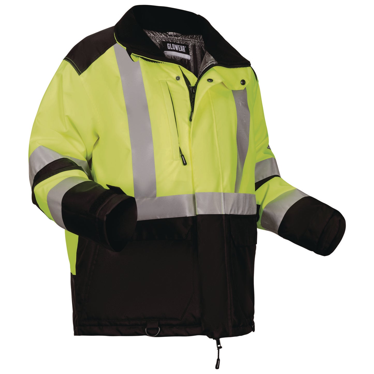 GloWear Class 3 Hi-Vis Winter Jacket with AmpliFIRE Heat Reflective Lining, 3X-Large, Lime