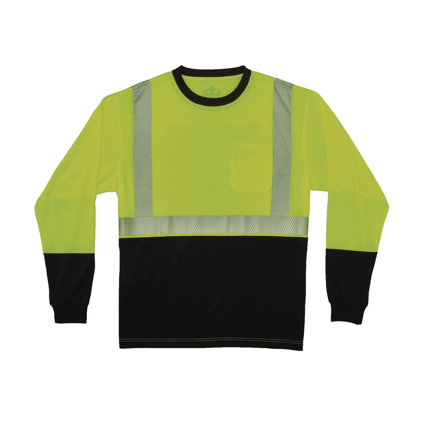 GloWear 8281BK Class 2 Long Sleeve Shirt with Black Bottom, Large Long, Lime