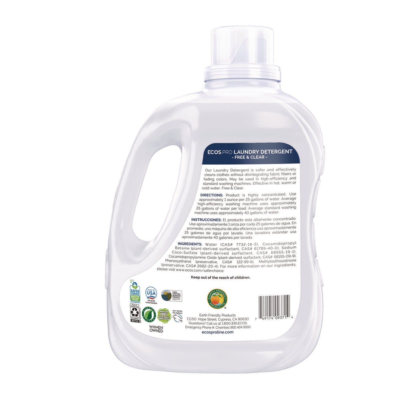 Laundry Detergent Liquid, Free and Clear Scent, 170 oz Bottle