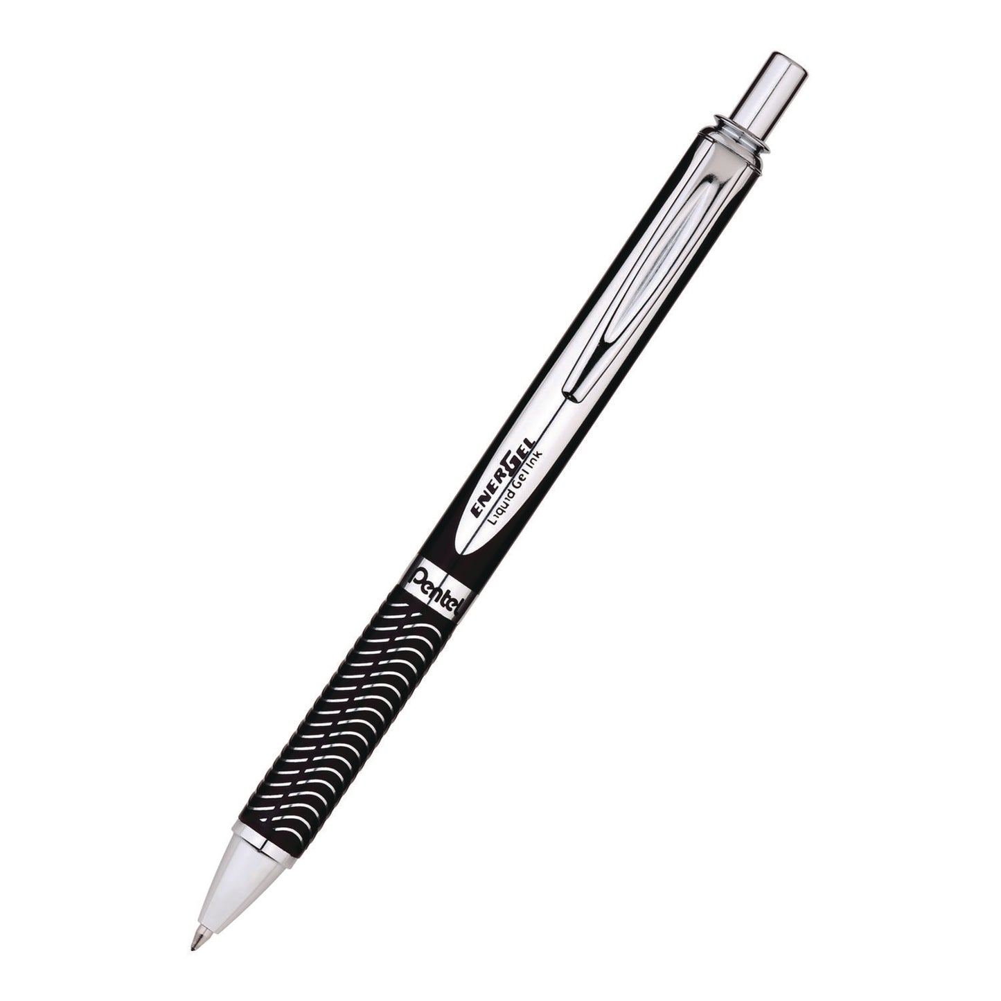 EnerGel Alloy RT Gel Pen, Retractable, Medium 0.7 mm, Black Ink, Black/Aluminum Barrel