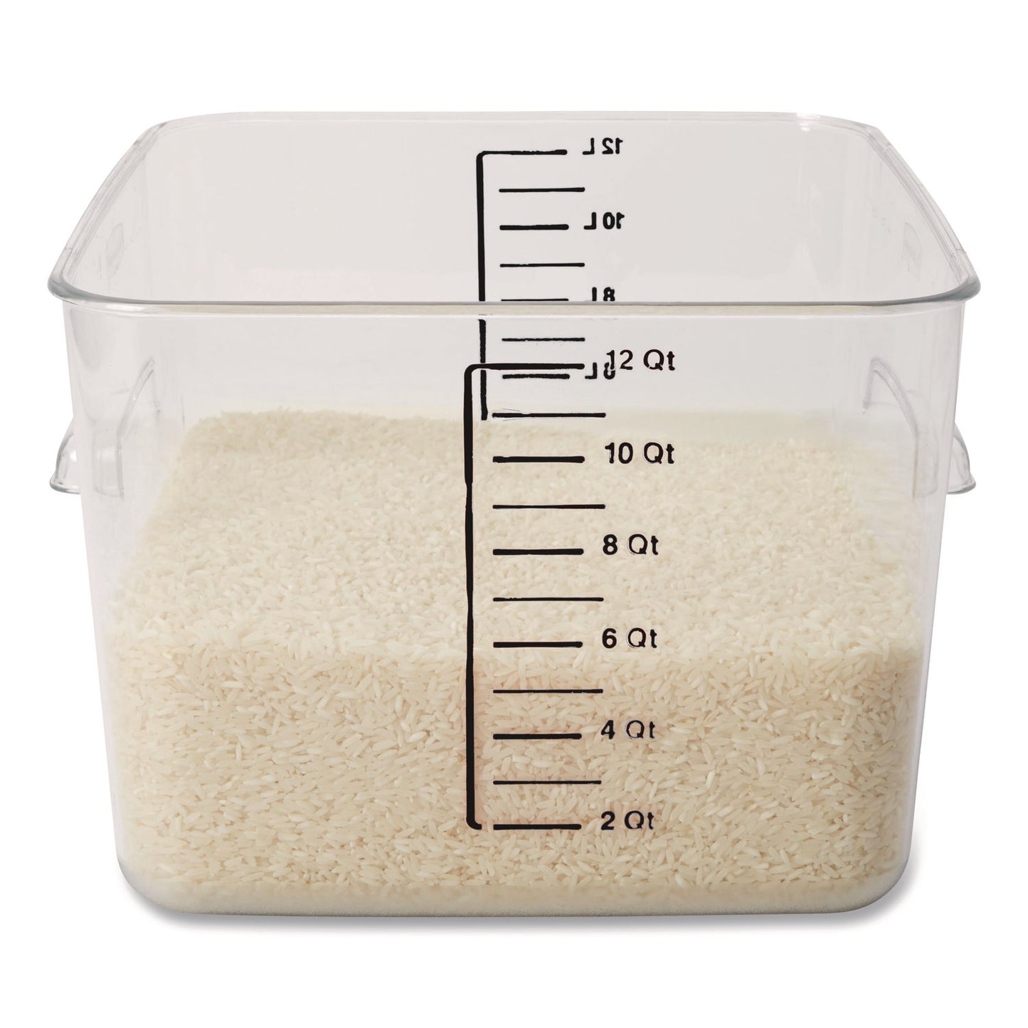 Square Storage Container, 12 qt, 10.5 x 11.31 x 7.75, Clear, Plastic