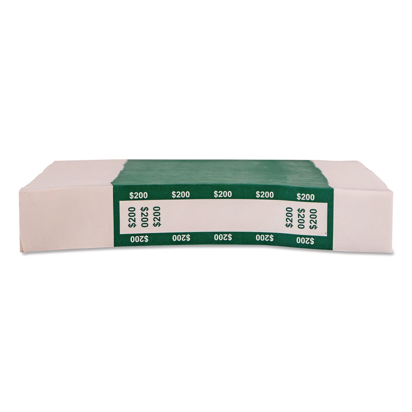 Currency Straps, Self-Adhesive, Twos, $200 Strap, Green/White, 1,000/Pack