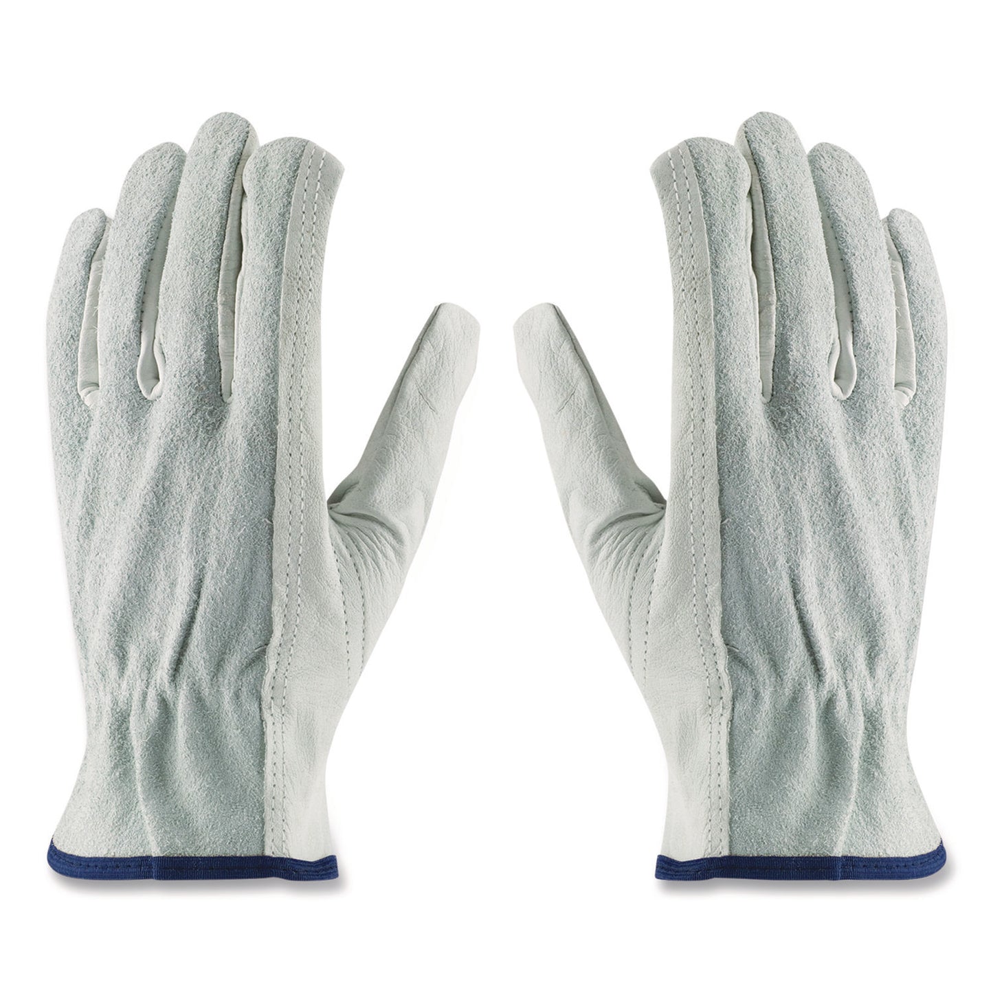 Top-Grain Leather Drivers Gloves with Shoulder-Split Cowhide Leather Back, Gunn Cut, Keystone Thumb, Large, Gray, Pair