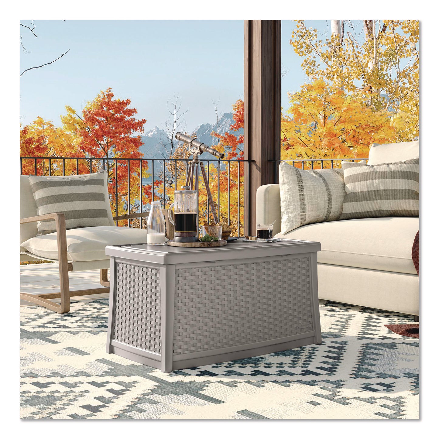 Elements Coffee Table with Storage, Rectangular, 34w x 20d x 18h, Dove Gray Top, Dove Gray Base/Legs