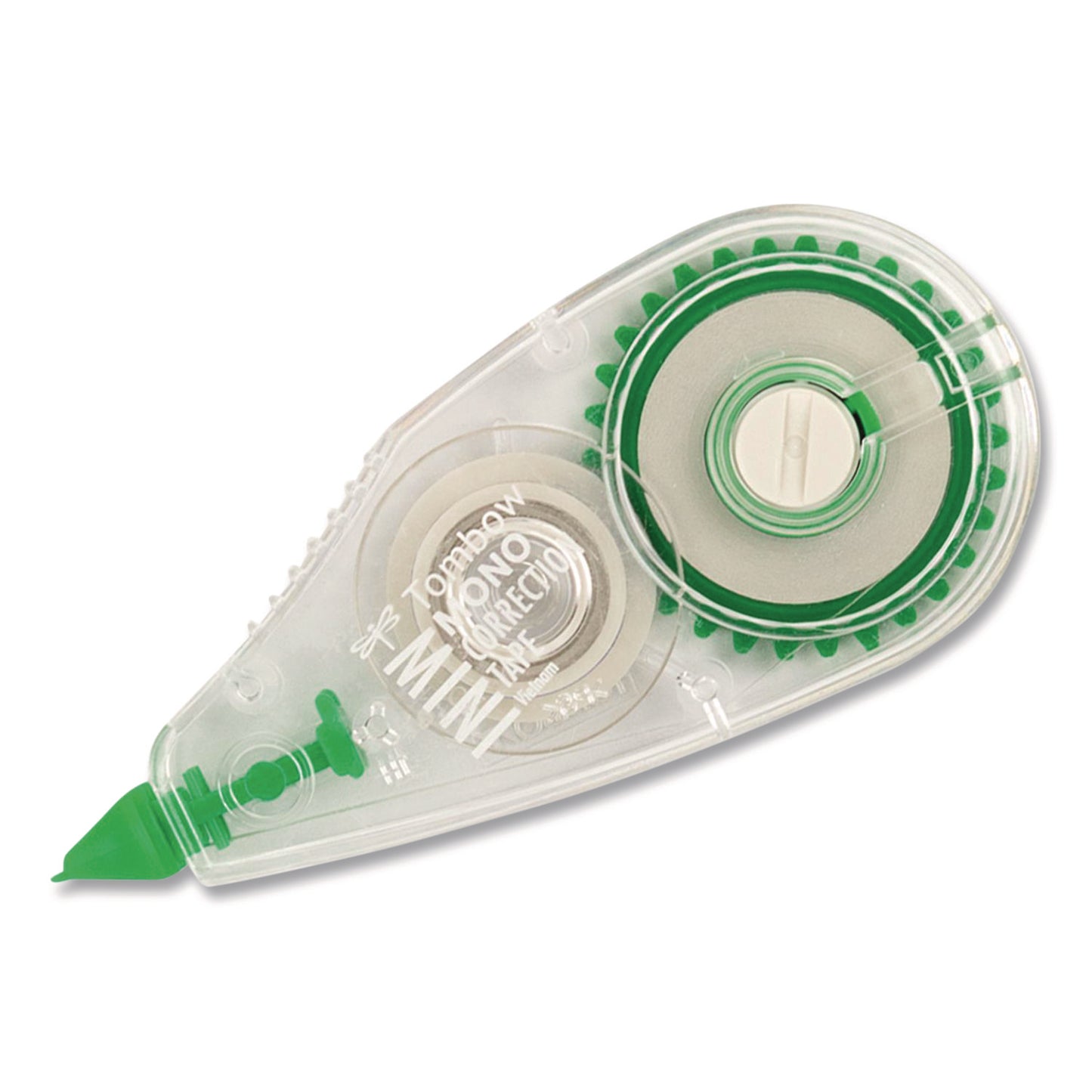 MONO Mini Correction Tape Value Pack, Non-Refillable, 0.17" x 26.25 ft, White Tape, Clear/Green Dispenser, 10/Pack