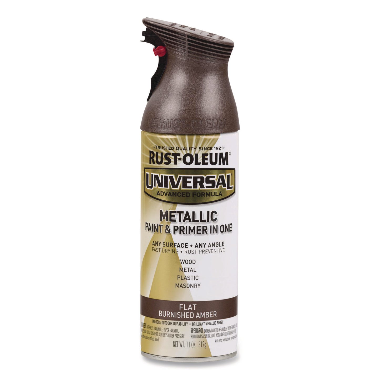 Universal Premium Spray Paint, Flat Amber, 12 oz Aerosol Can