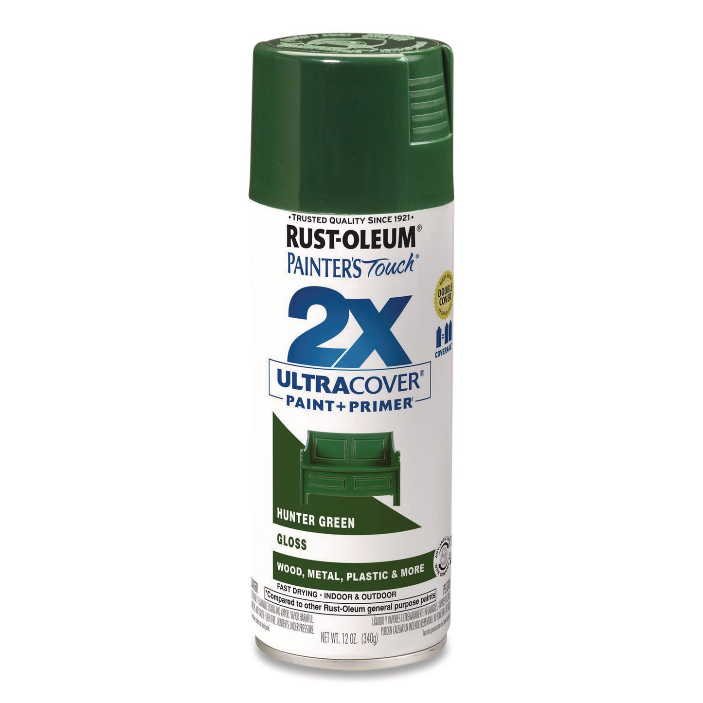 Painter's Touch 2X Ultra Cover Spray Paint, Gloss Hunter Green, 12 oz Aerosol Can