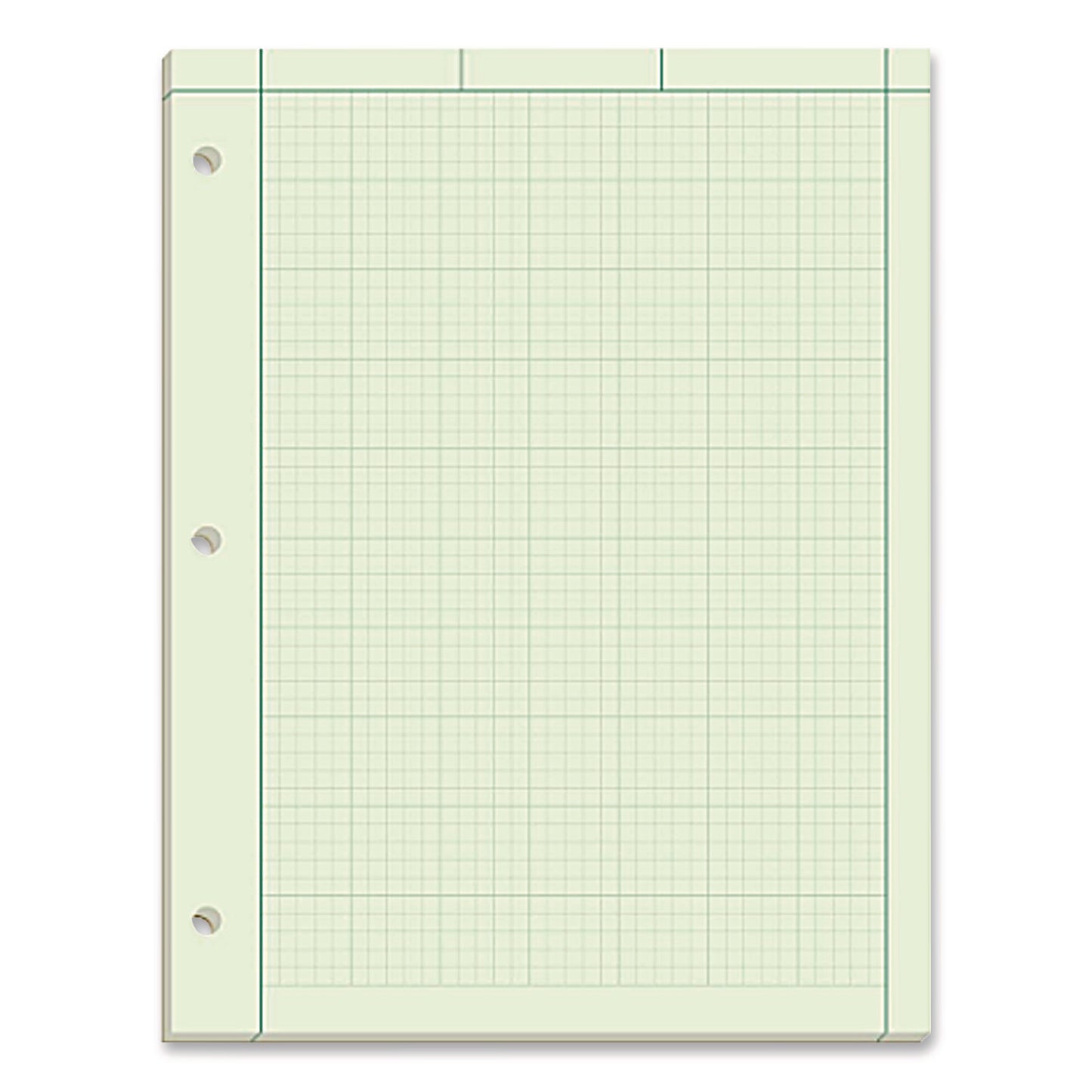 Evidence Engineer's Computation Pad, Quadrille Rule (5 sq/in, 1 sq/in), (100) Green-Tint 8.5 x 11 Sheets
