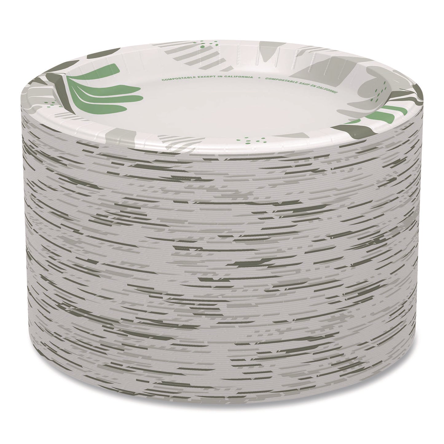 Pathways Soak Proof Shield Heavyweight Paper Plates, 10.13" Dia, Green/burgundy, 125/pack