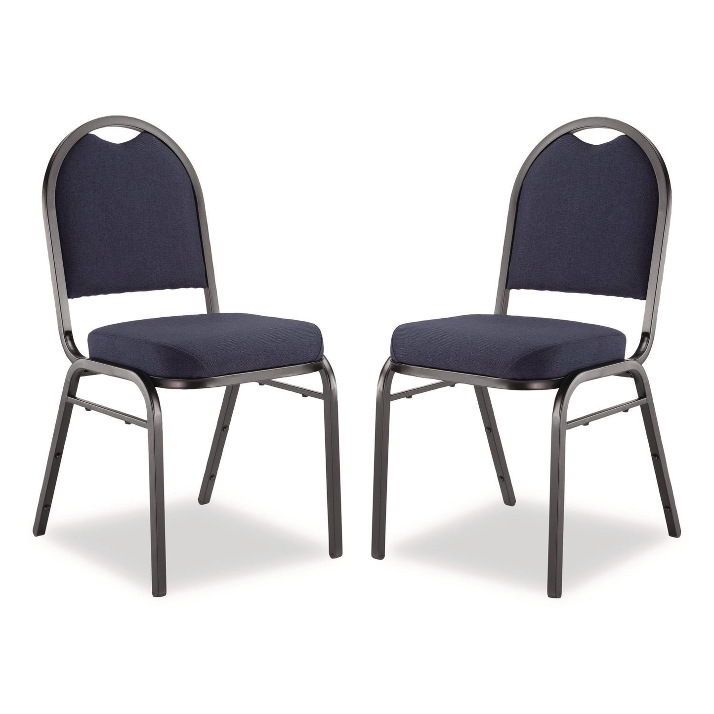 9200 Series Premium Upholstered Stack Chair, Fabric, Supports 500 lbs, 19" Seat Ht, Midnight Blue Seat/Back, Black Base, 2/Pk