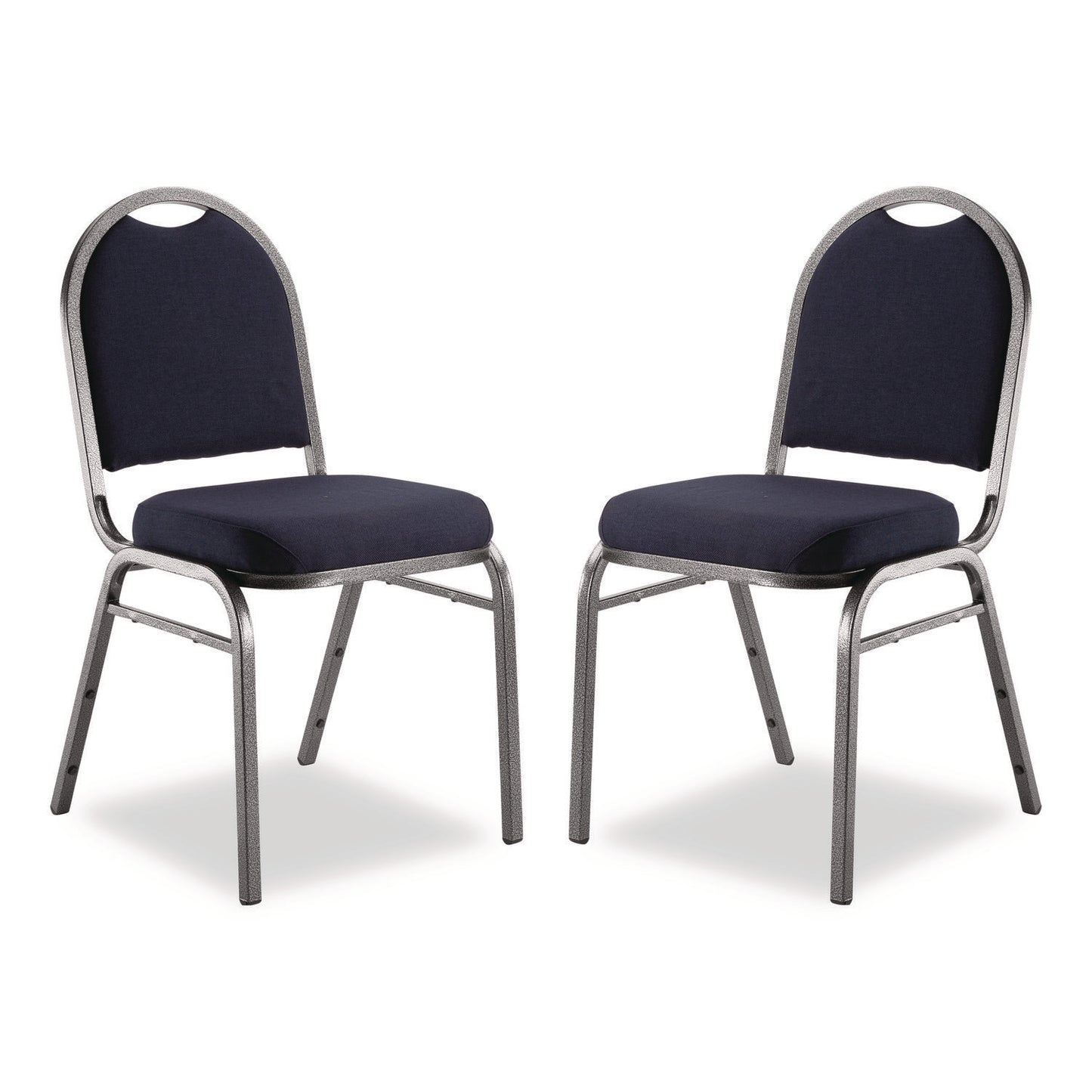 9200 Series Premium Upholstered Stack Chair, Fabric, Supports 500 lb, 19" Seat Ht, Midnight Blue Seat/Back, Silver Base, 2/PK