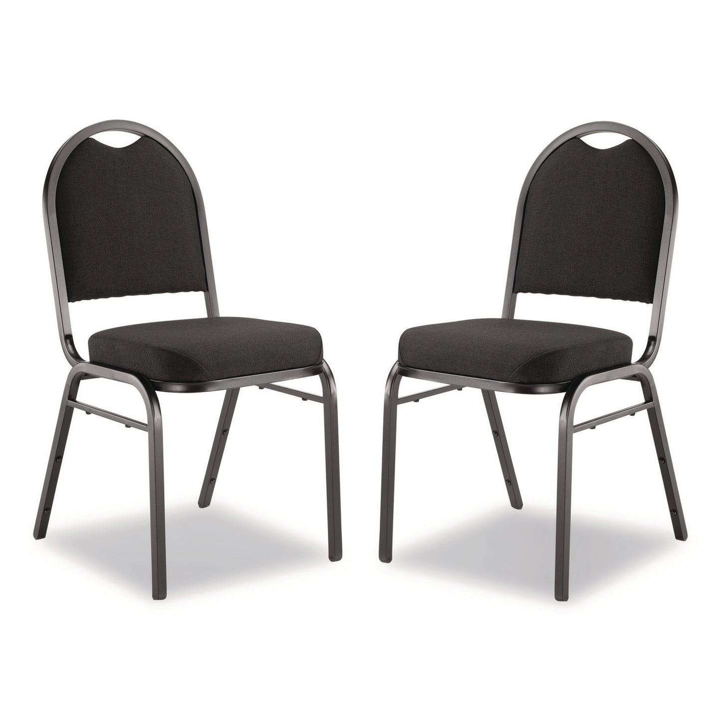 9200 Series Premium Upholstered Stack Chair, Fabric, Supports 500 lb,19" Seat Height, Ebony Black Seat/Back, Black Base, 2/PK