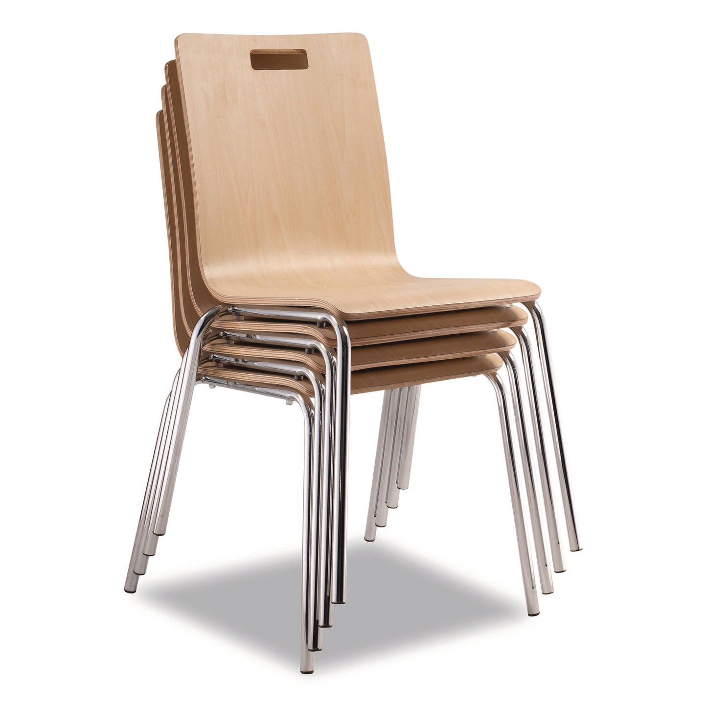 Bushwick Series Bentwood Chair, Supports Up to 500 lb, 18" Seat Height, Natural Seat, Natural Back, Chrome Base, 4/Carton