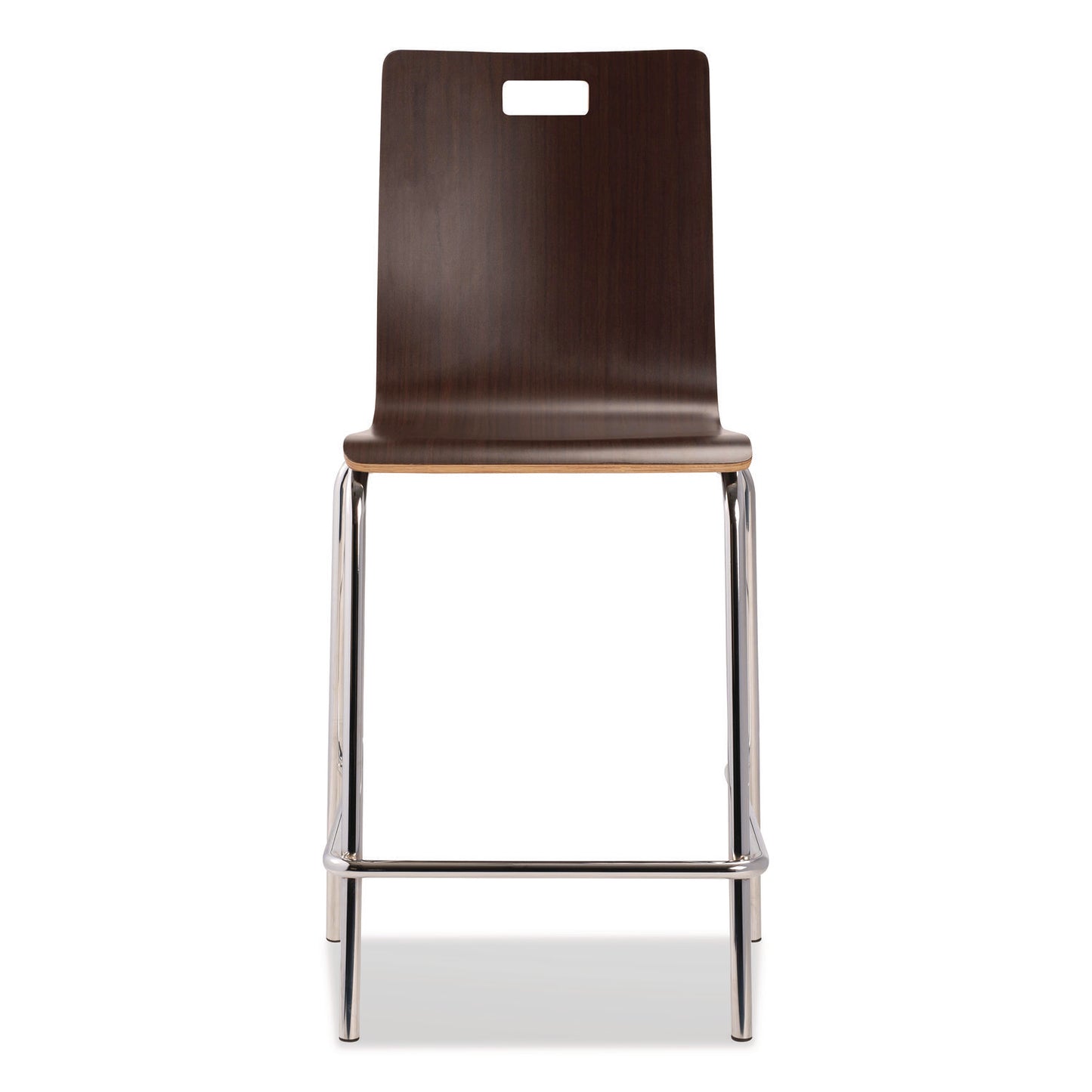 Bushwick Series Bentwood Stool, Counter Height, Supports Up to 500 lb, 24" Seat Height, Espresso Seat/Back, Chrome Base, 4/CT