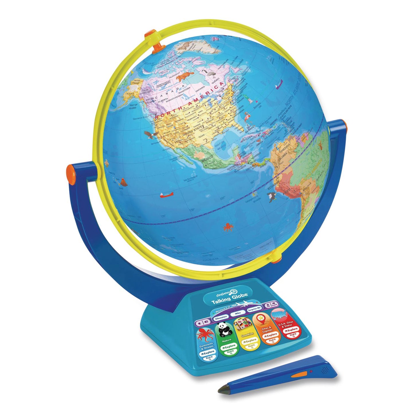 Geosafari Jr. Talking Globe, 12" dia, Semi-Meridian Mount, Blue Base