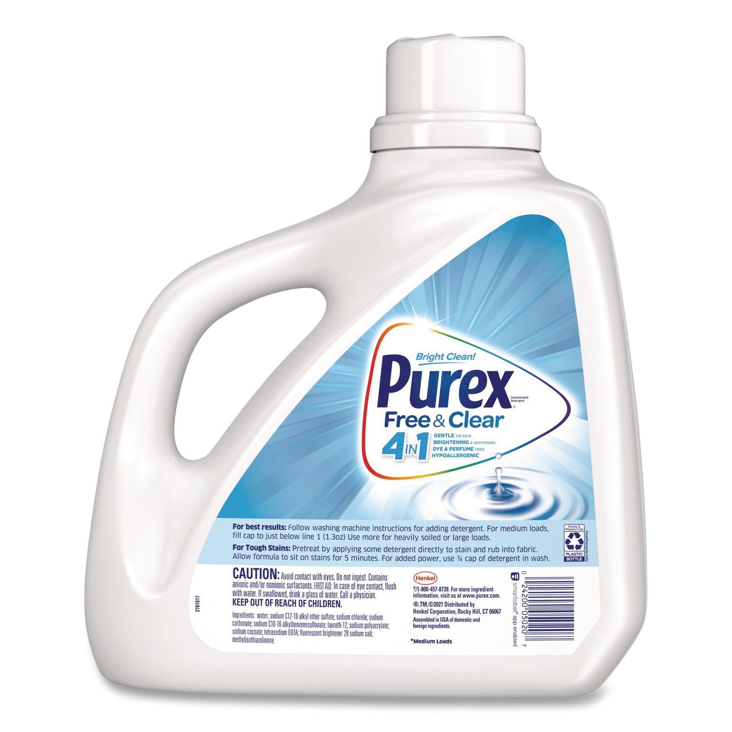 Free and Clear Liquid HE Laundry Detergent, Unscented, 150 oz Bottle