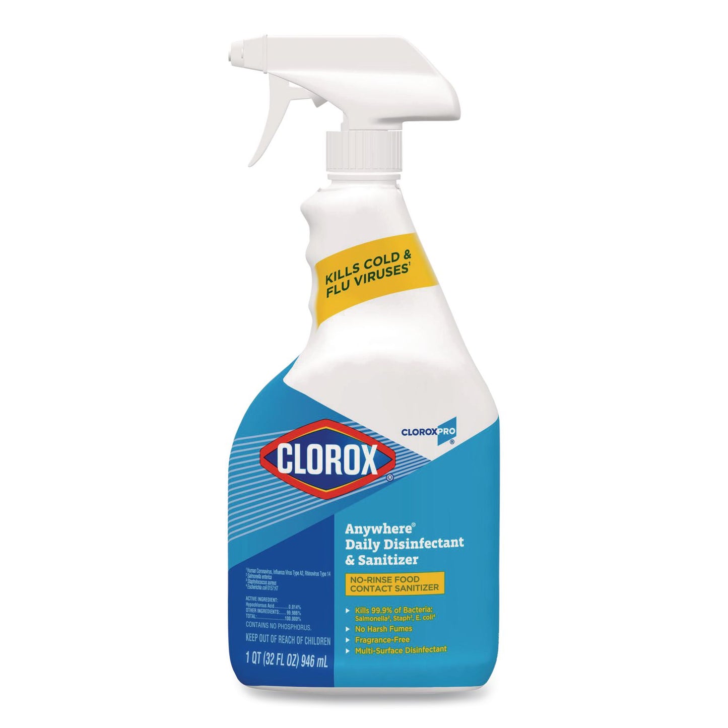 CloroxPro Anywhere Daily Disinfectant and Sanitizer, Unscented, 32 oz Spray Bottle