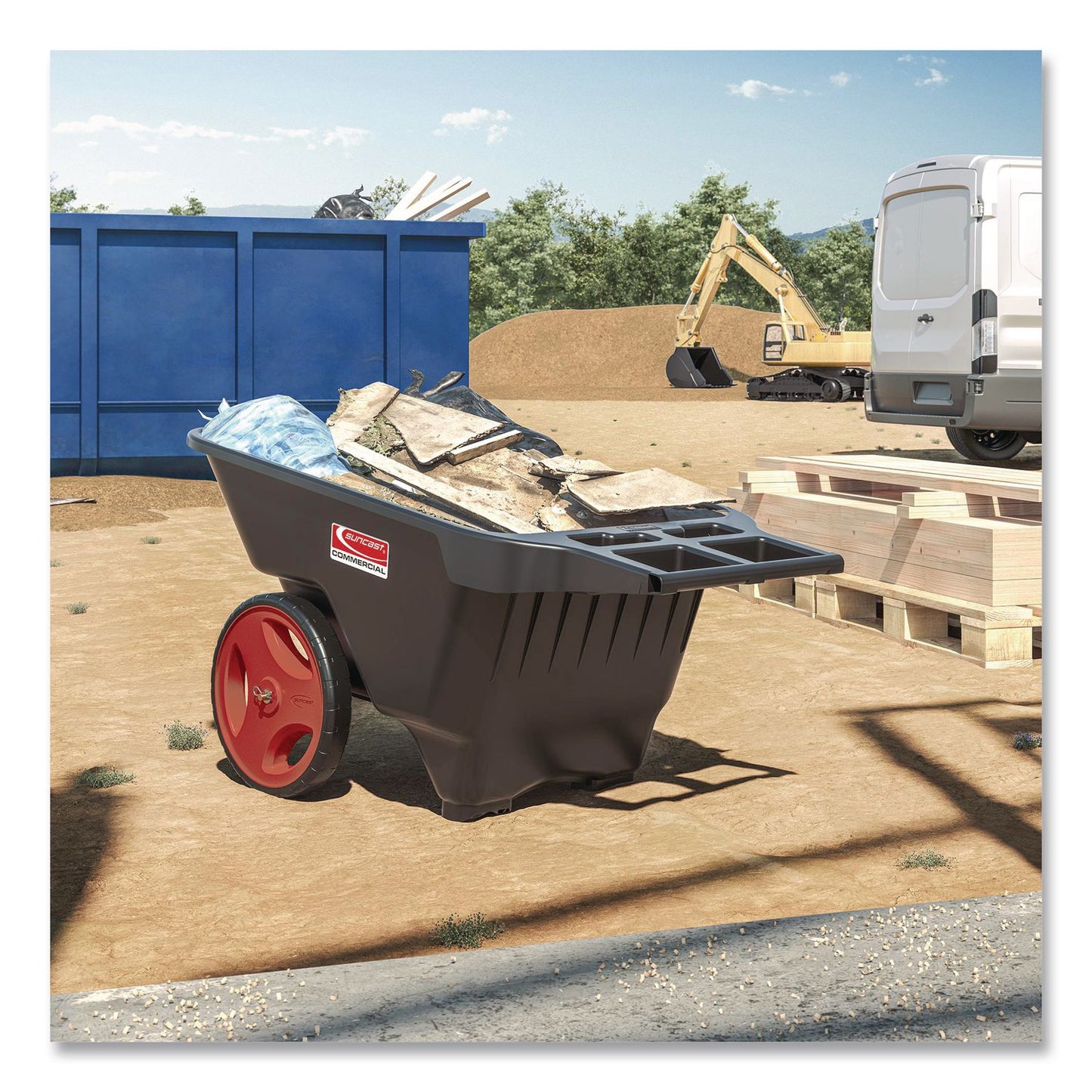 9 cu ft Yard Cart, 28 x 49.5 x 27.5, Resin, Black