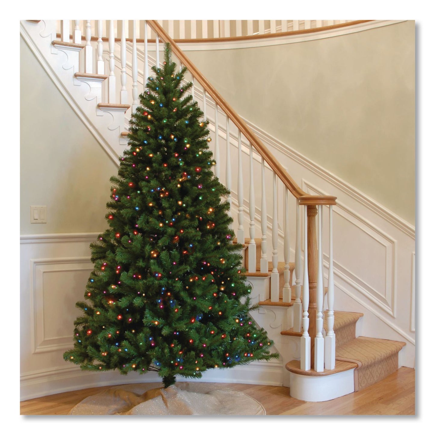 Pre-Lit North Valley Spruce Tree, 47" x 47" x 84", Green Tree, Green Tree Stand