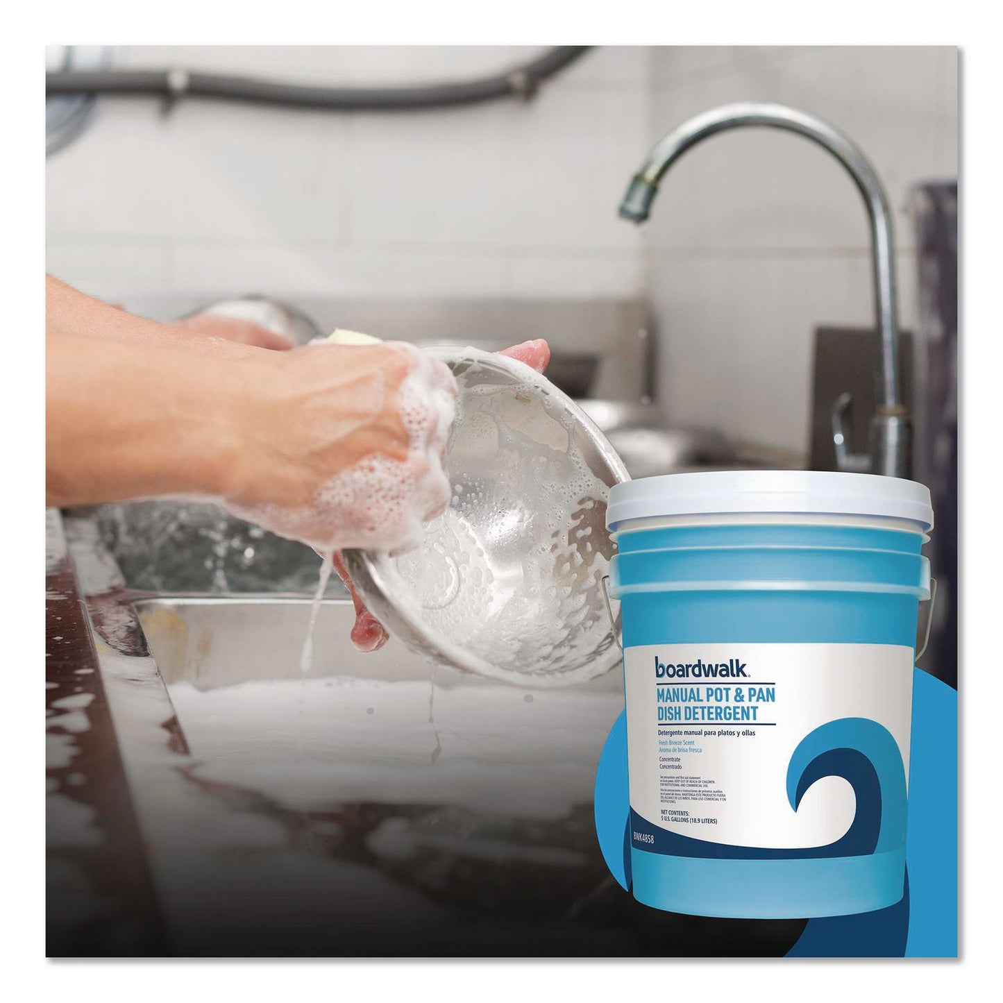 Manual Pot and Pan Dish Detergent, Fresh Breeze Scent, 5 gal Pail