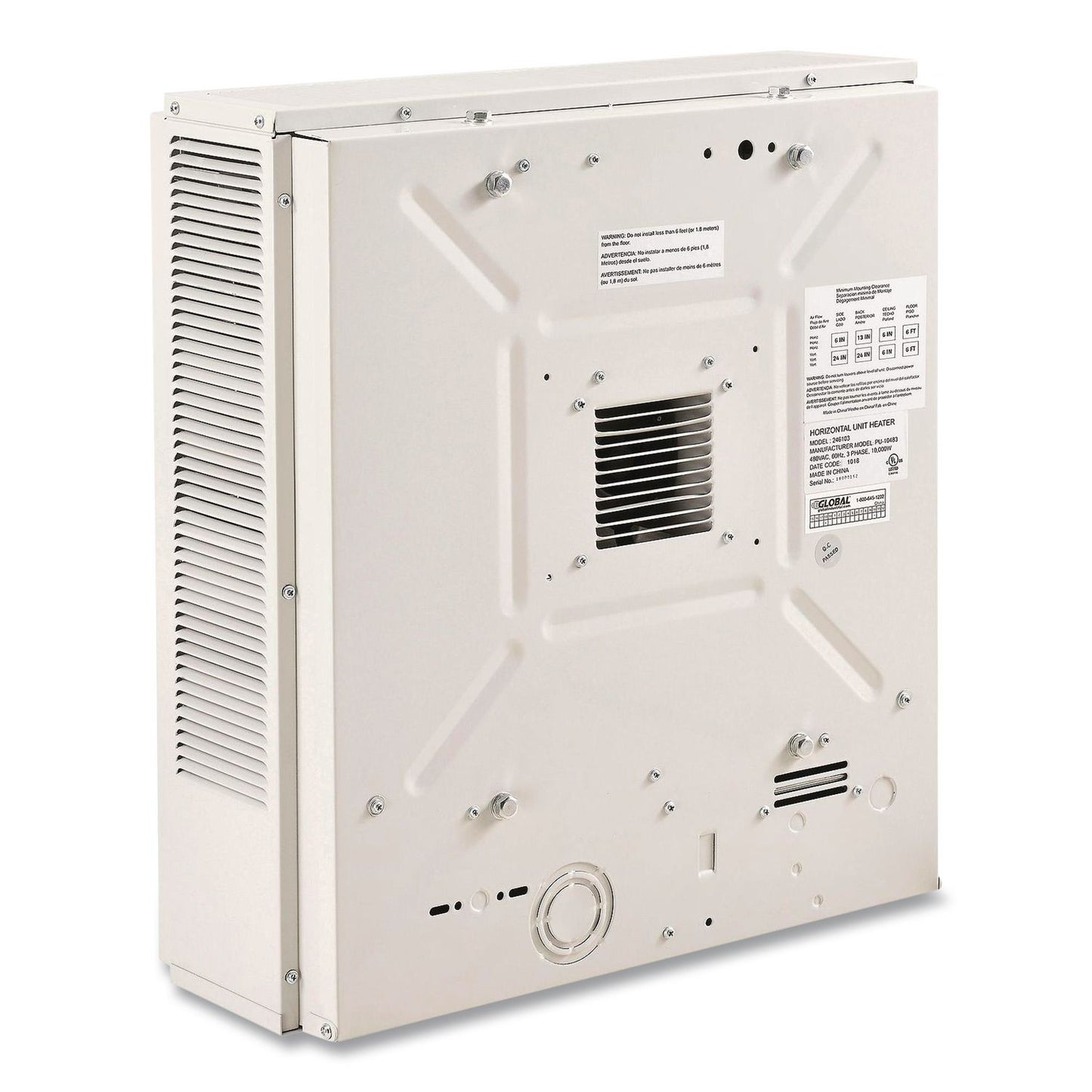 Unit Heater, Horizontal or Vertical Downflow, 10,000 W, 18.12 x 16.75 x 16.06, White