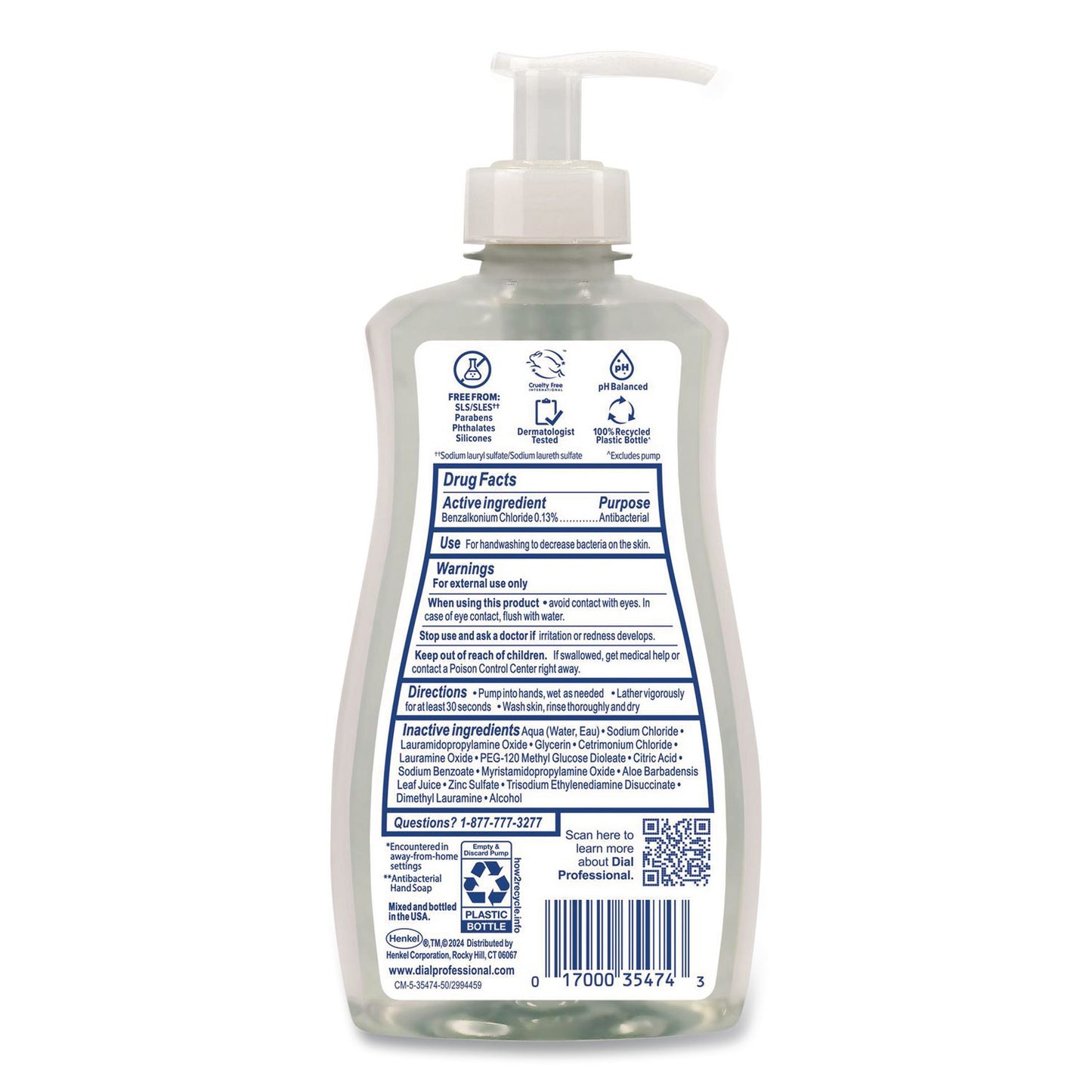 Antibacterial and Sensitive Fragrance-Free Liquid Hand Soap, Unscented, 11 oz Pump Bottle